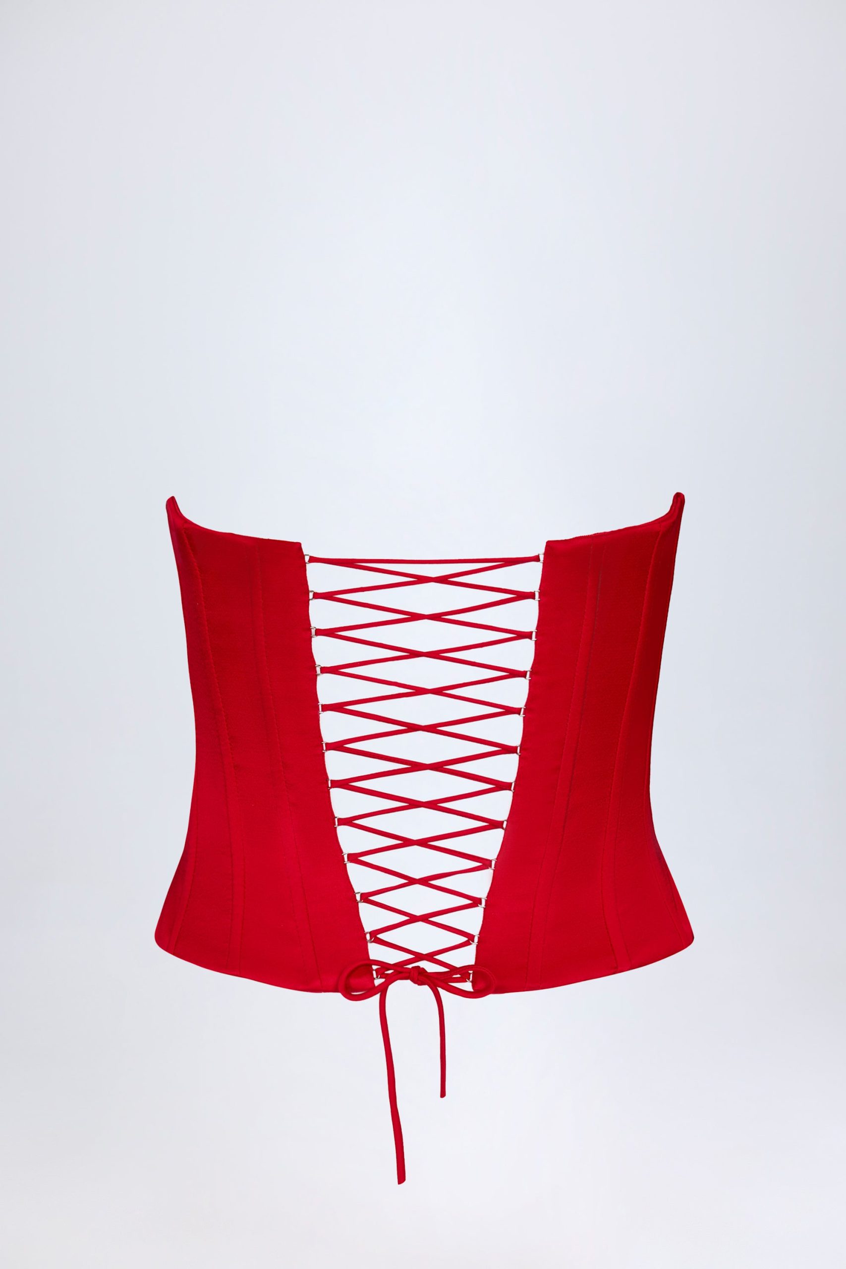Lace-Up Corset Top in Fire Red - Image 6