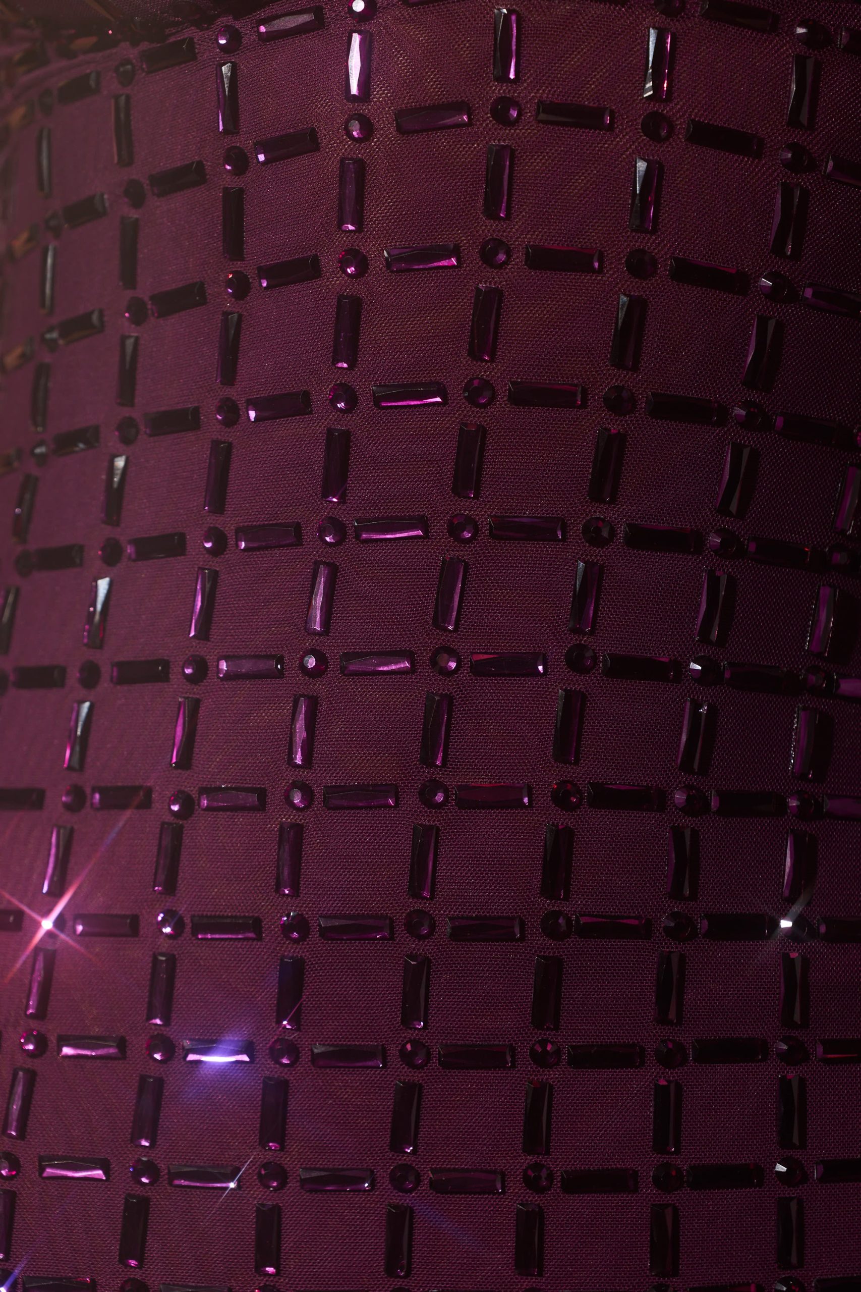 Embellished Plunge Semi-Sheer Mini Dress in Deep Purple - Image 5