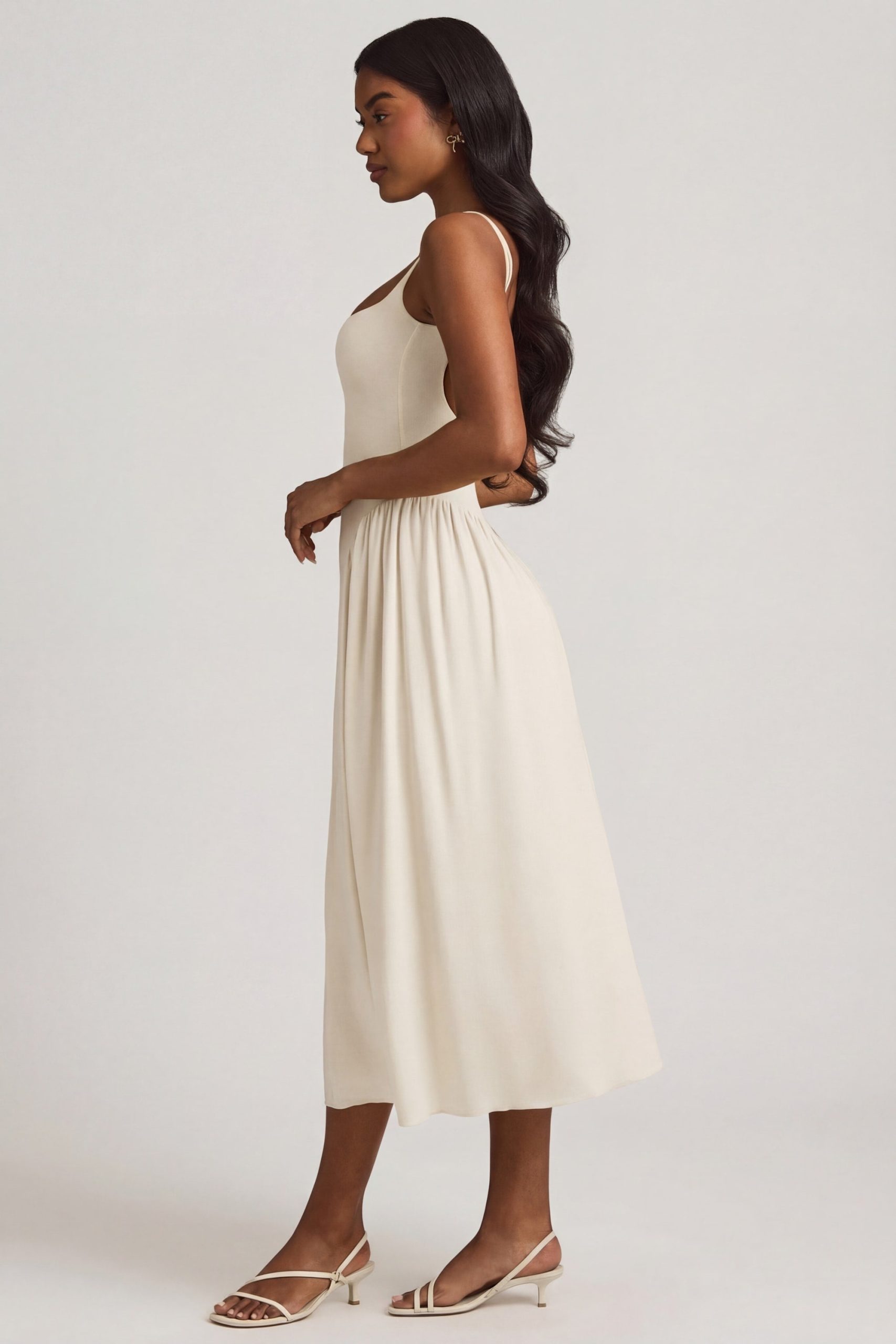 Modal A-Line Midaxi Dress in Ivory - Image 3