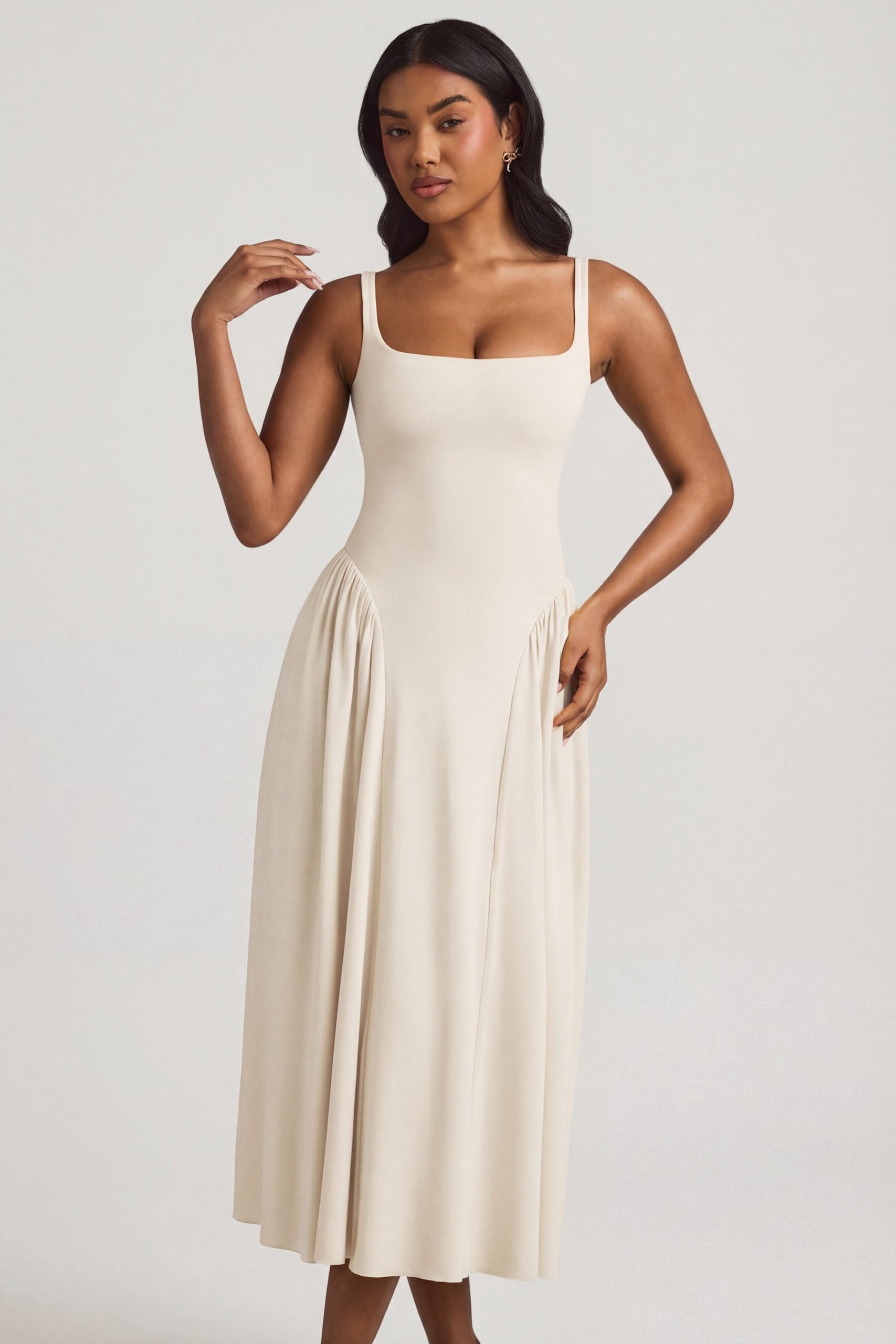 Modal A-Line Midaxi Dress in Ivory - Image 6