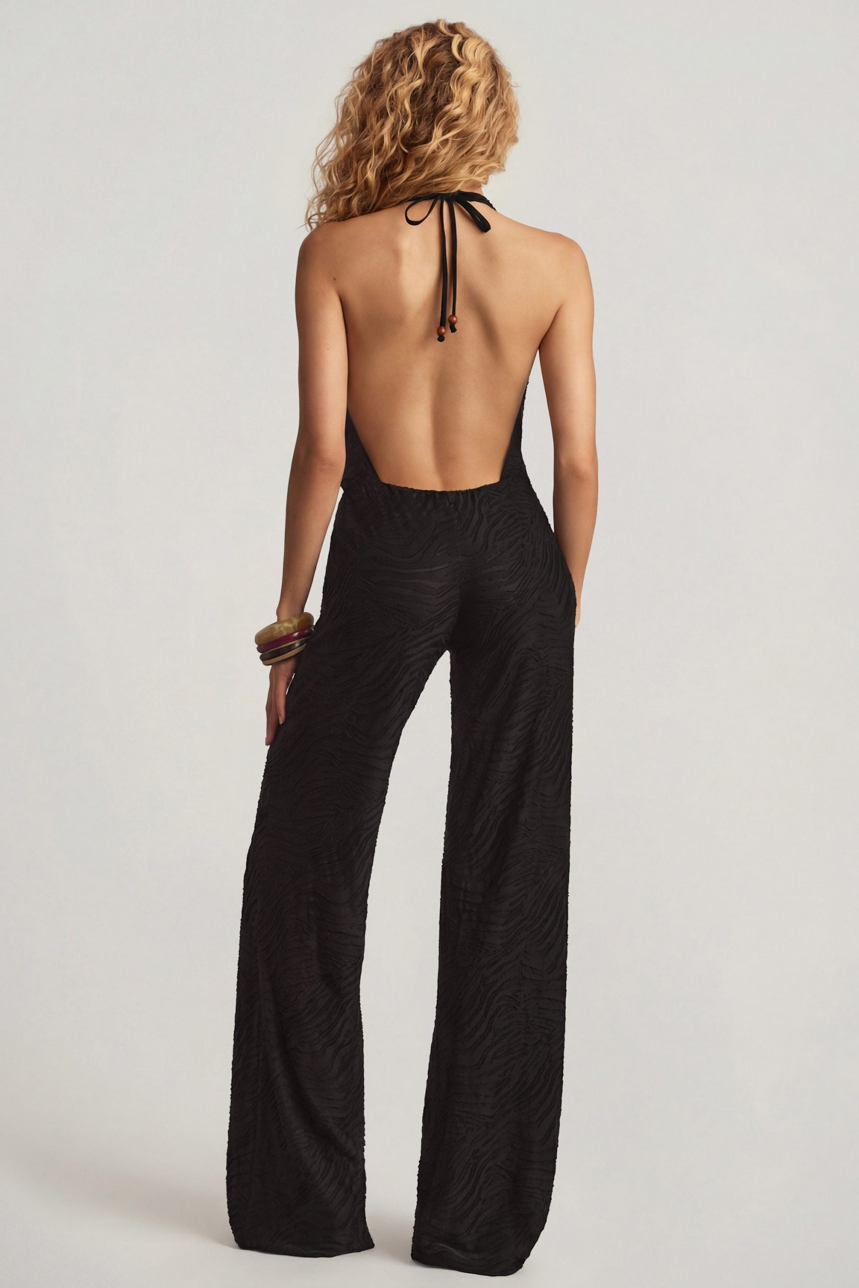Devor?? Halterneck Open-Back Jumpsuit in Black - Image 2