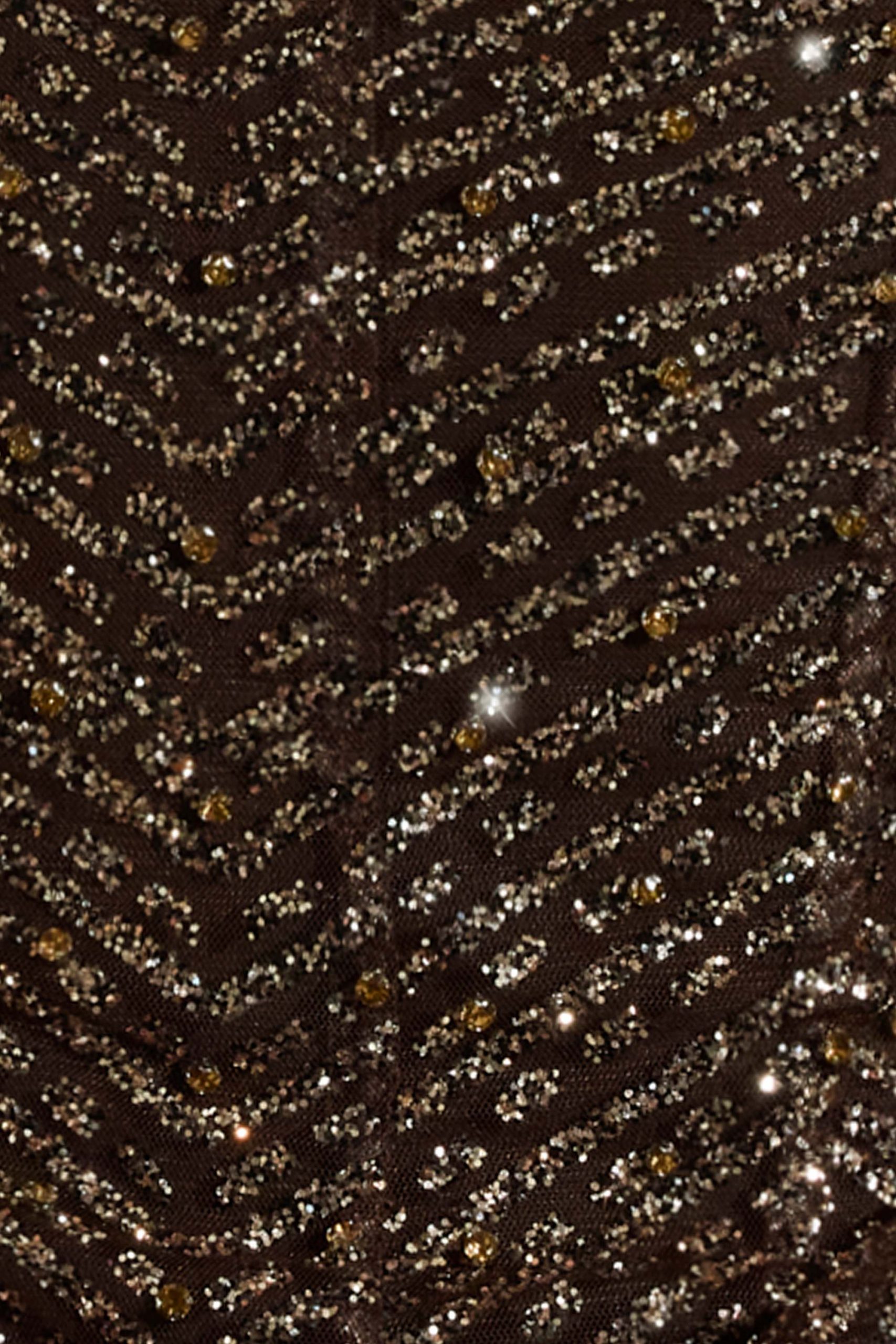 Embellished Bandeau A-Line Mini Dress in Brown - Image 7