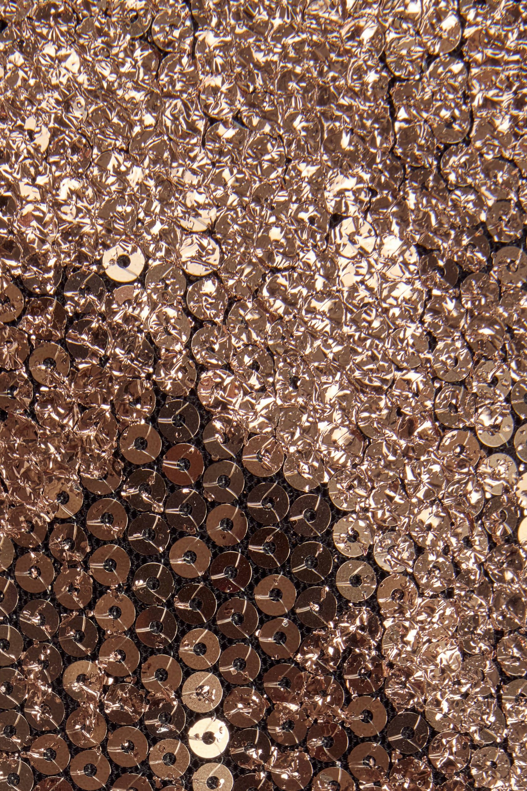 Embellished Corset A-line Mini Dress in Black Gold Foil - Image 5