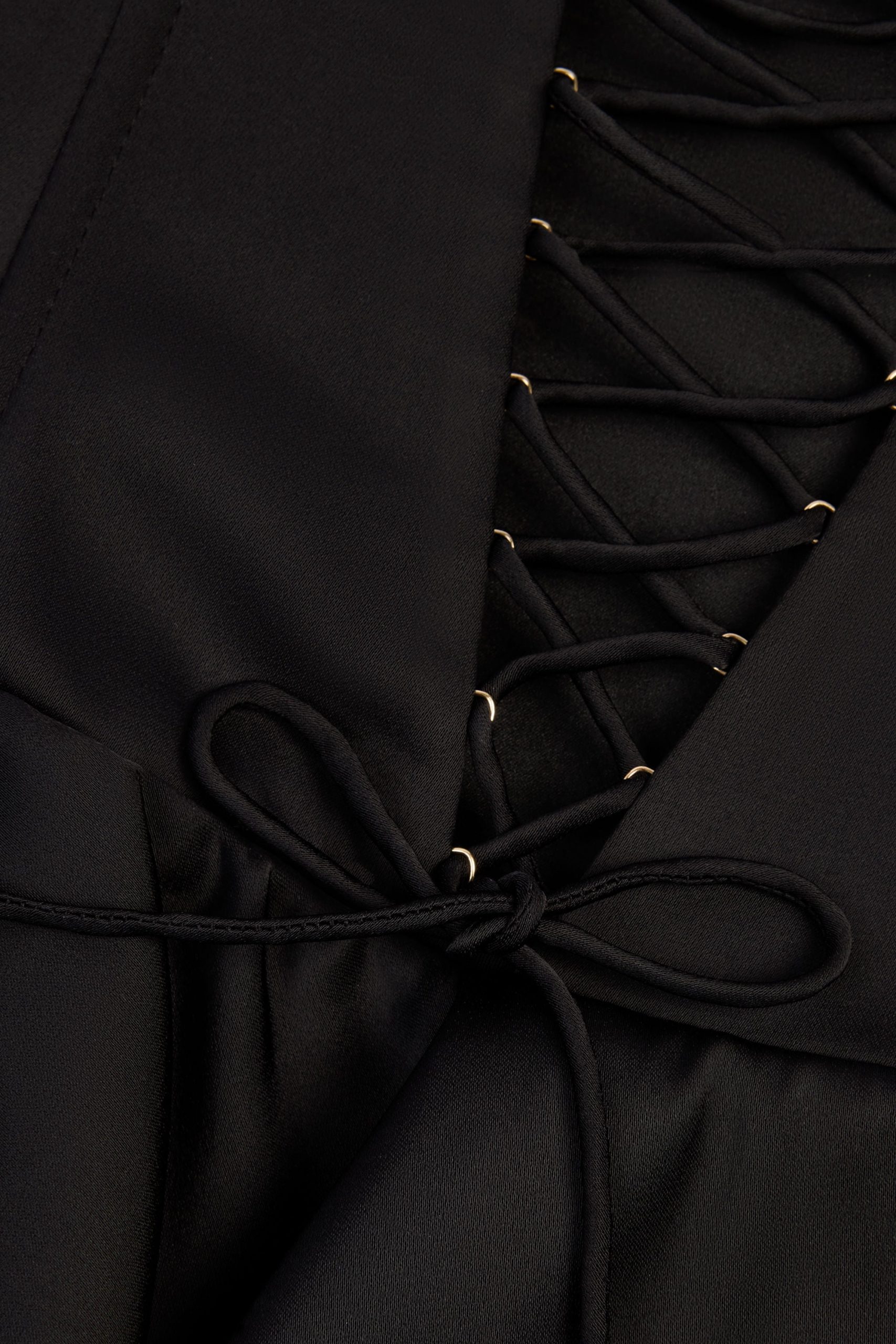 Ruffled Lace-Up Corset Playsuit in Black - Image 8