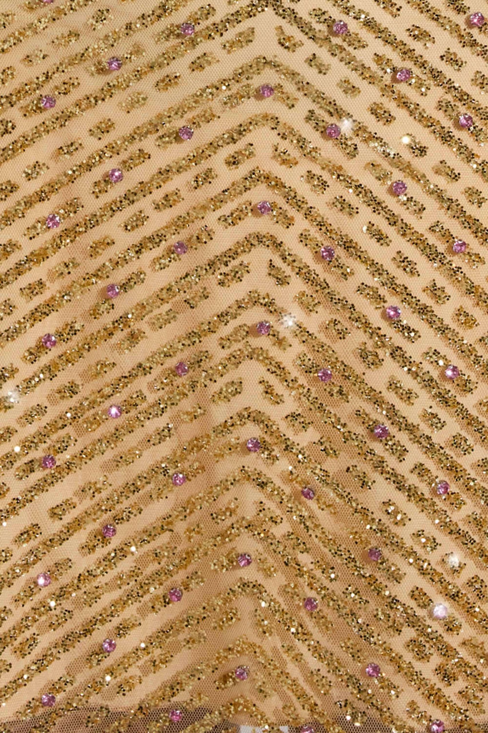 Embellished Low-Rise A-Line Micro Mini Skirt in Gold - Image 7