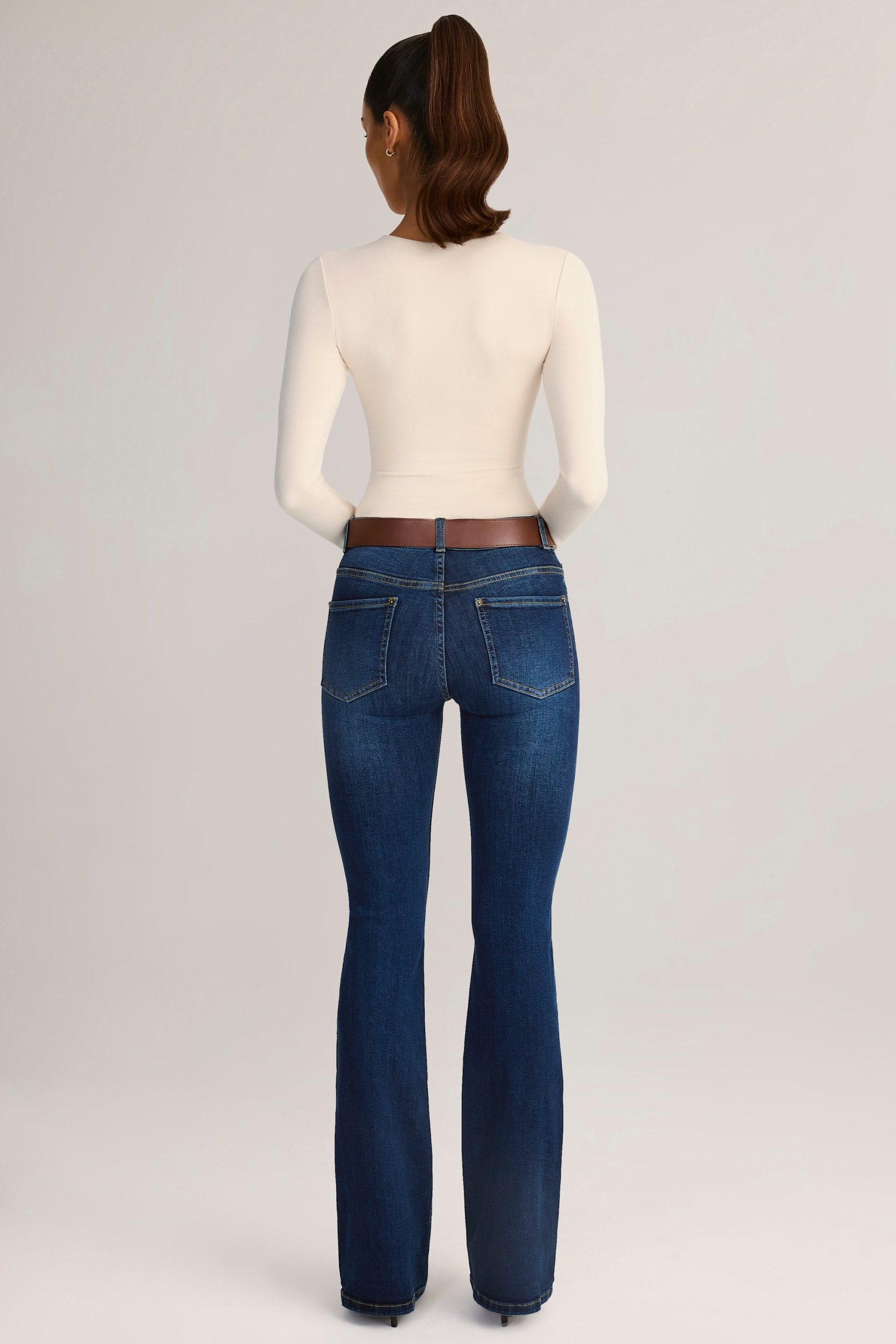 Denim Mid-Rise Flared Jeans in Indigo - Image 5