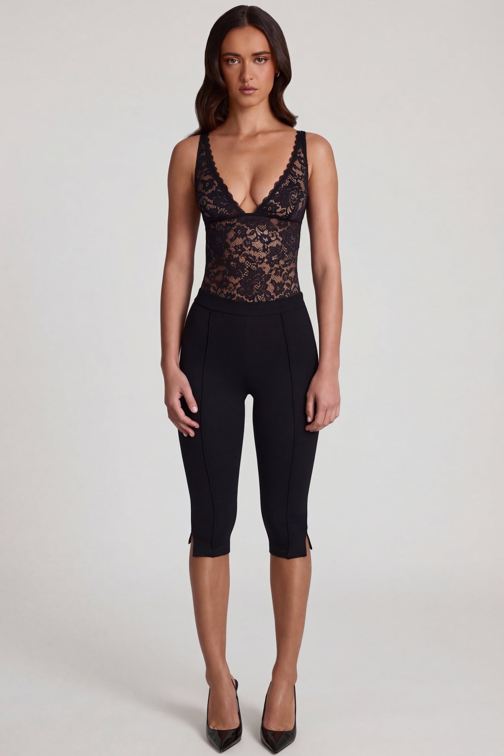 Ponte Jersey Cropped Capri Trousers in Black - Image 5