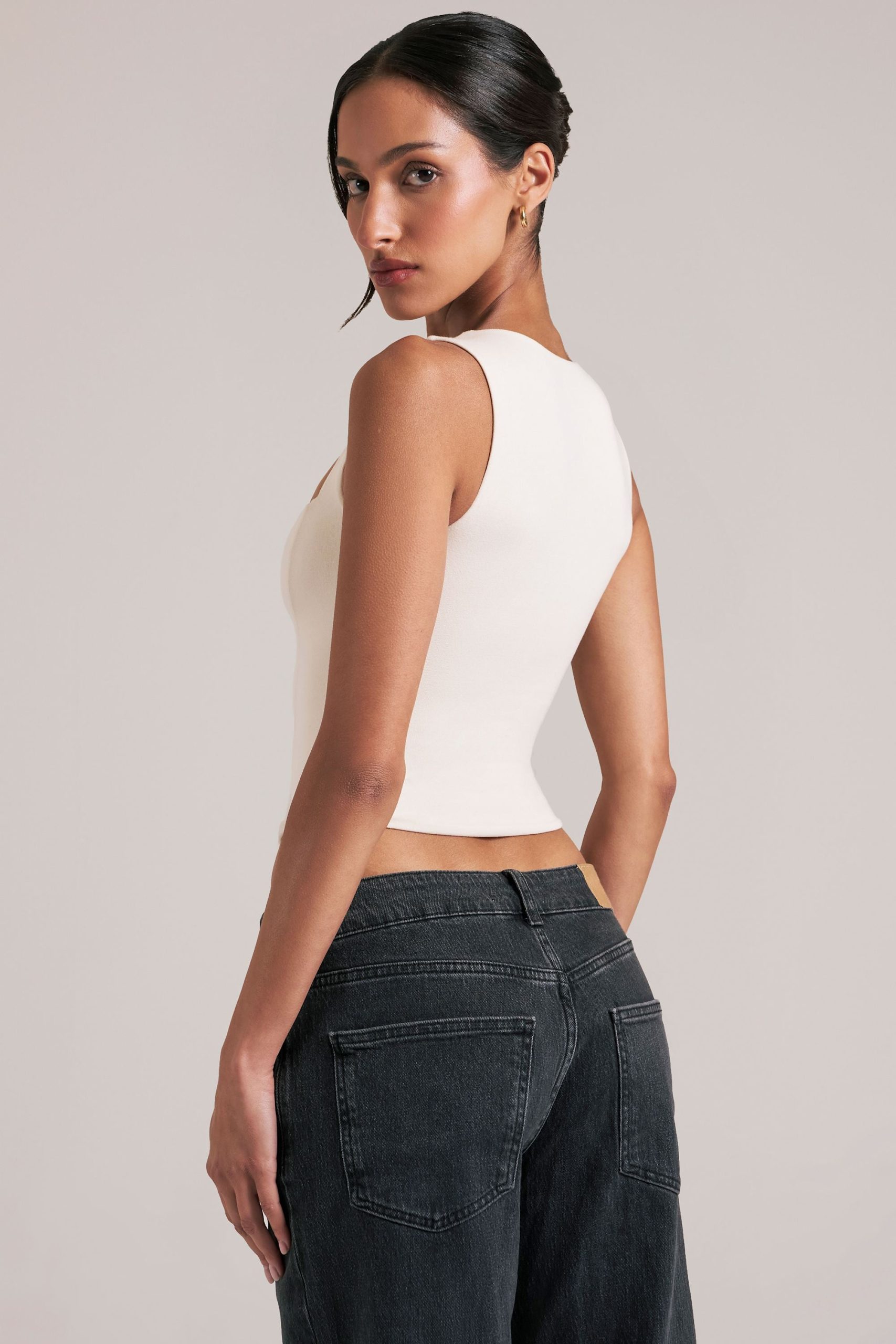Modal Square-Neck Top in Ivory - Image 2
