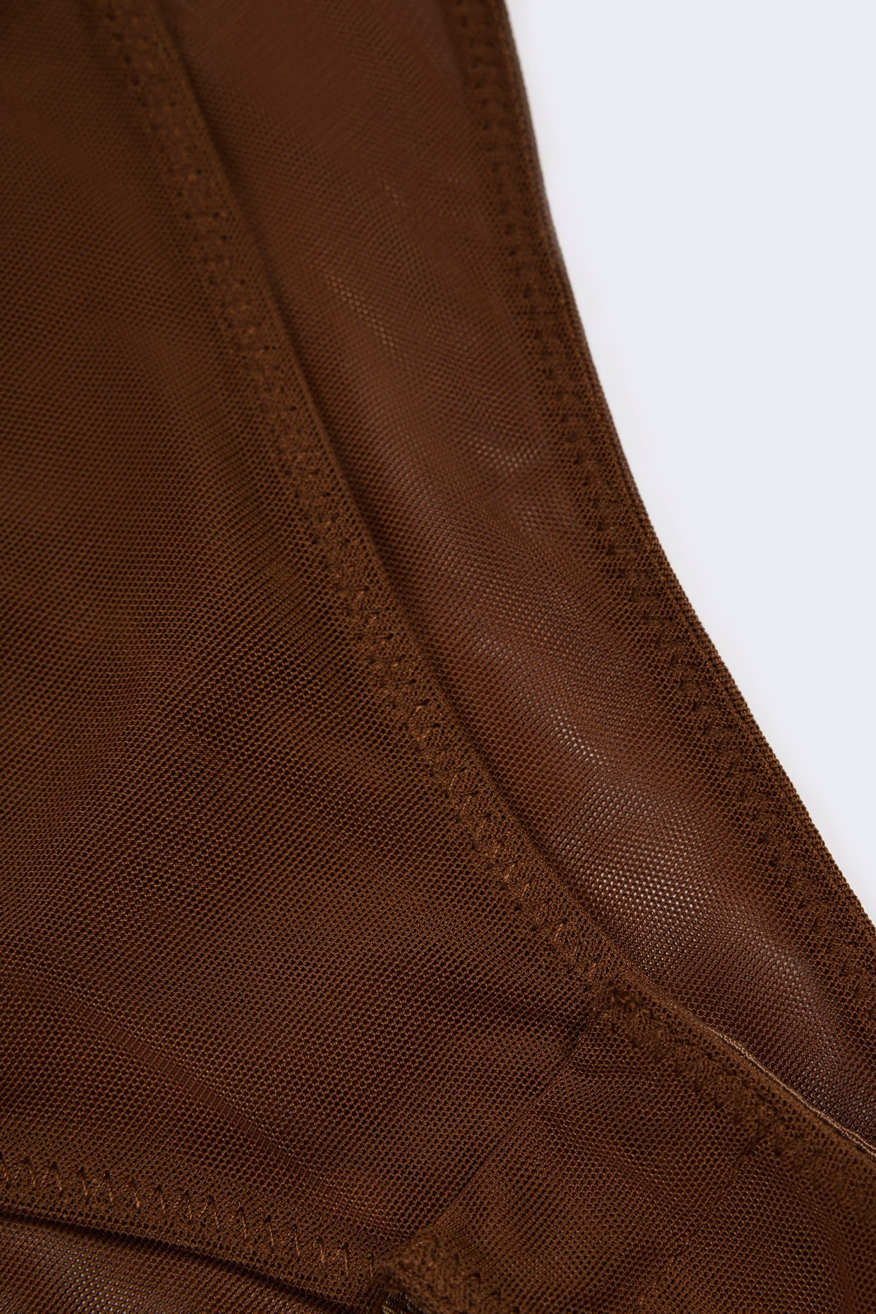 Soft Mesh Invisible Strap Thong Bodysuit in Chestnut - Image 3