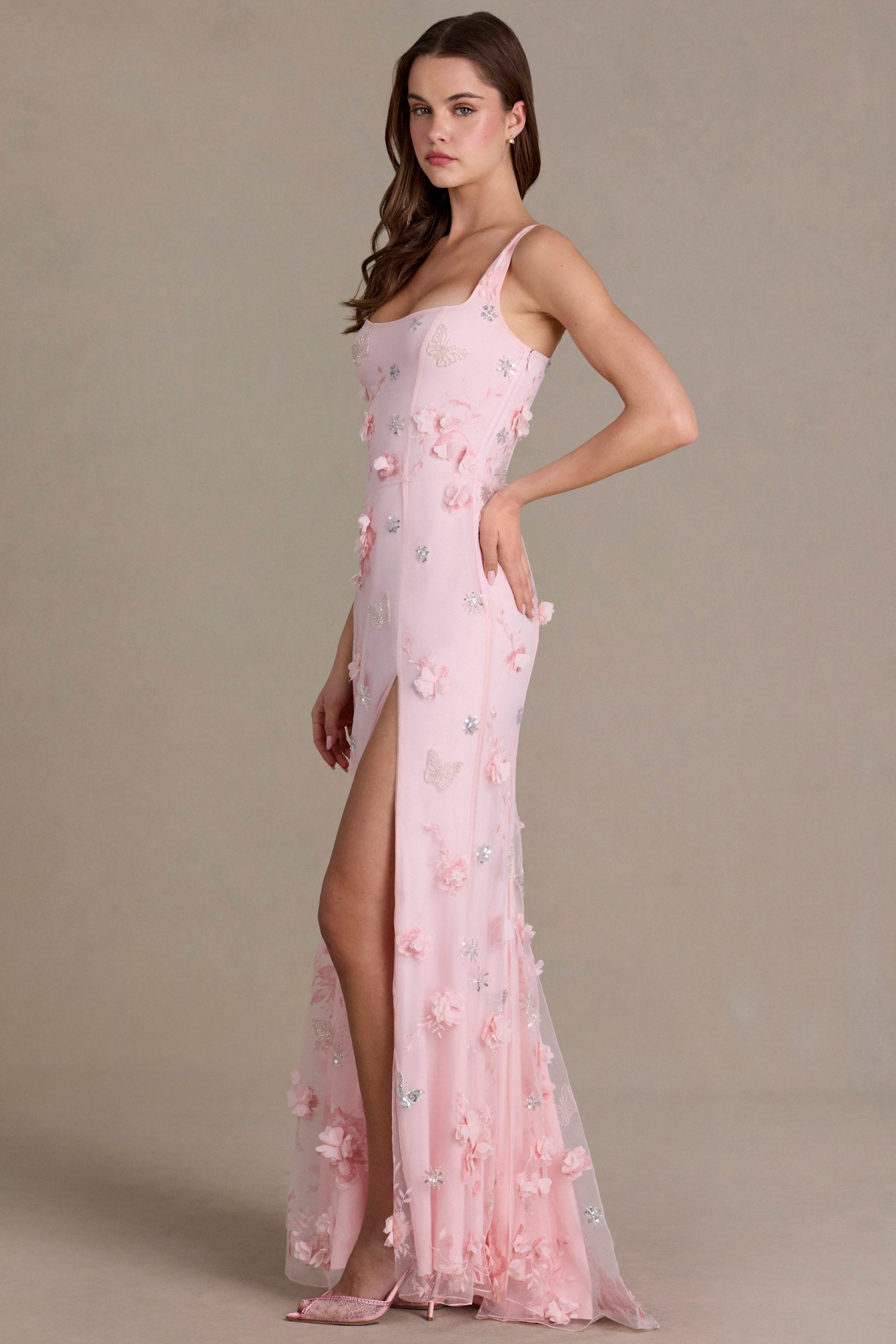 Premium Embellished Corset Gown in Baby Pink - Image 5