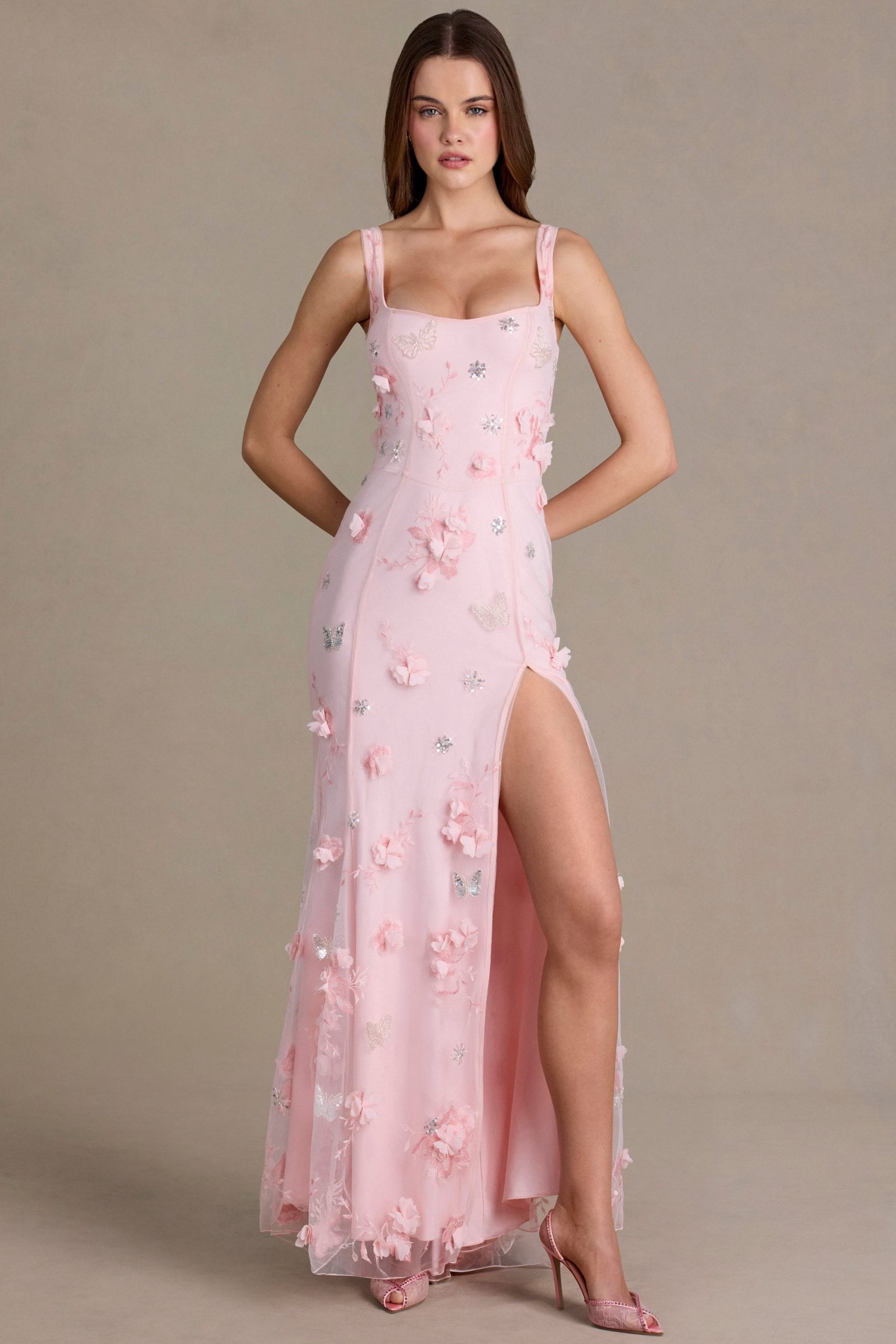 Premium Embellished Corset Gown in Baby Pink - Image 6