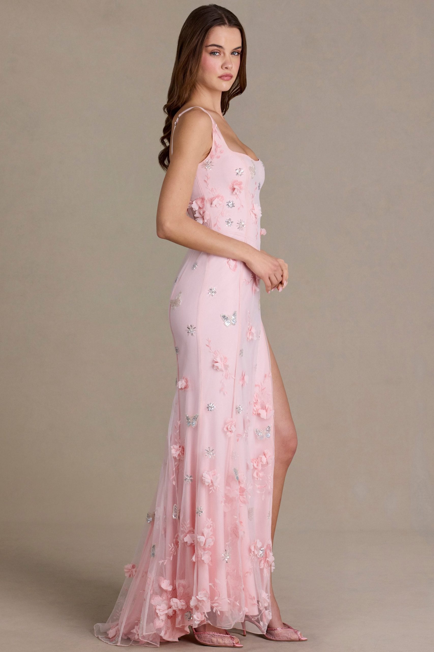 Premium Embellished Corset Gown in Baby Pink - Image 8