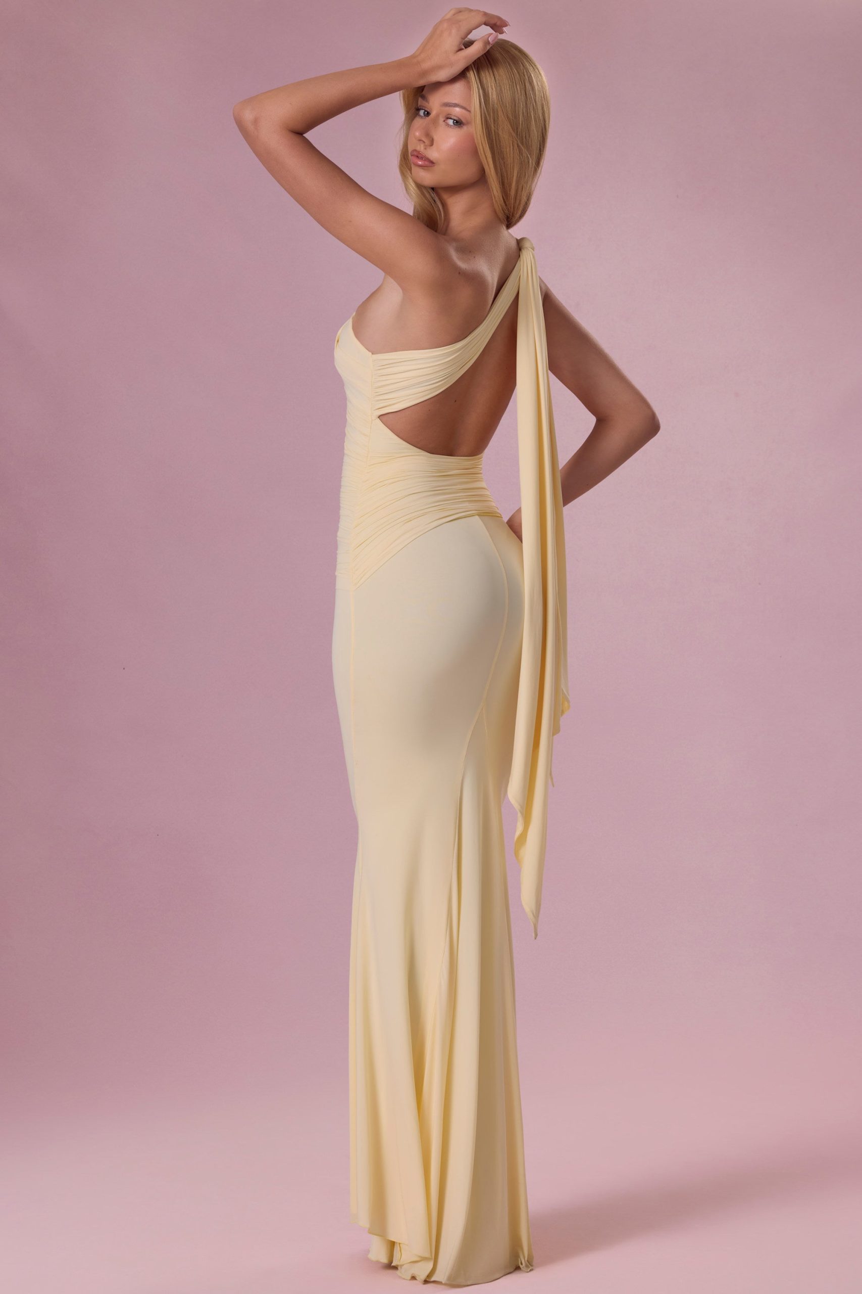Premium Jersey Bridesmaid Dress in Butter Yellow - Image 2