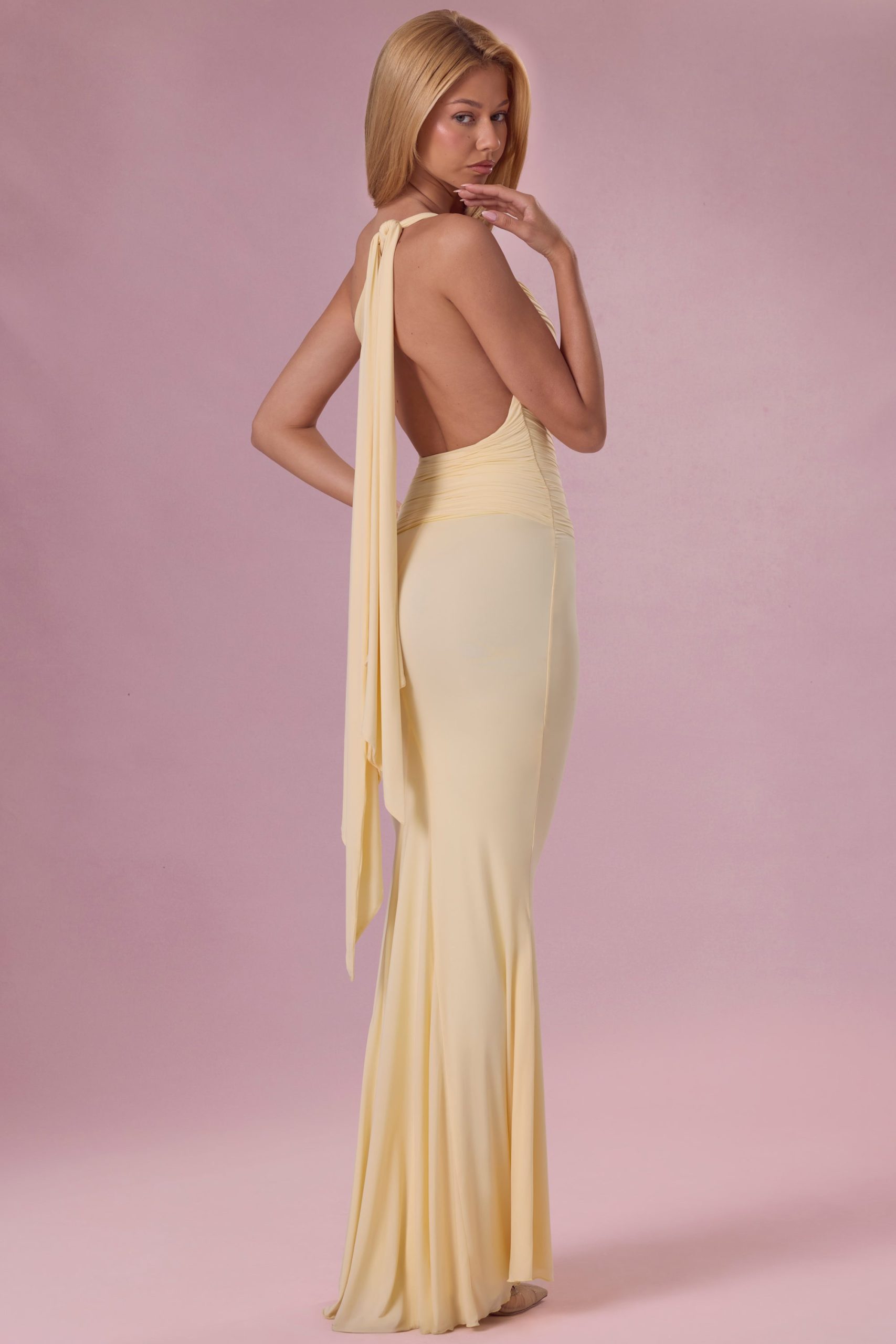 Premium Jersey Bridesmaid Dress in Butter Yellow - Image 7
