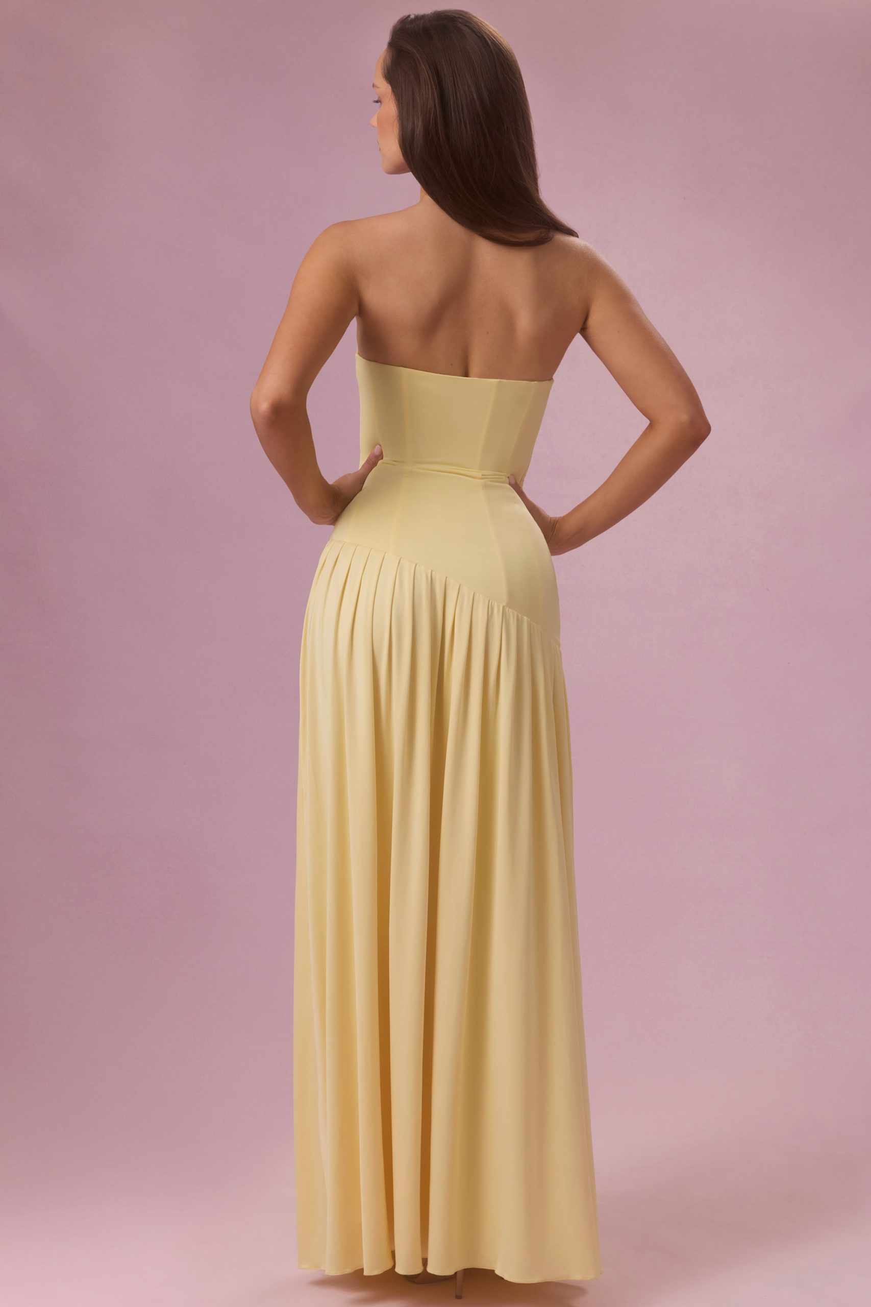Premium Jersey Strapless Gown in Butter Yellow - Image 6