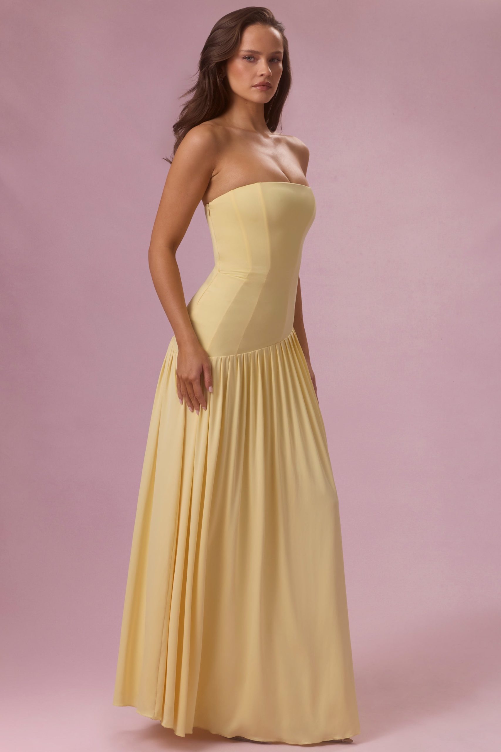 Premium Jersey Strapless Gown in Butter Yellow - Image 7