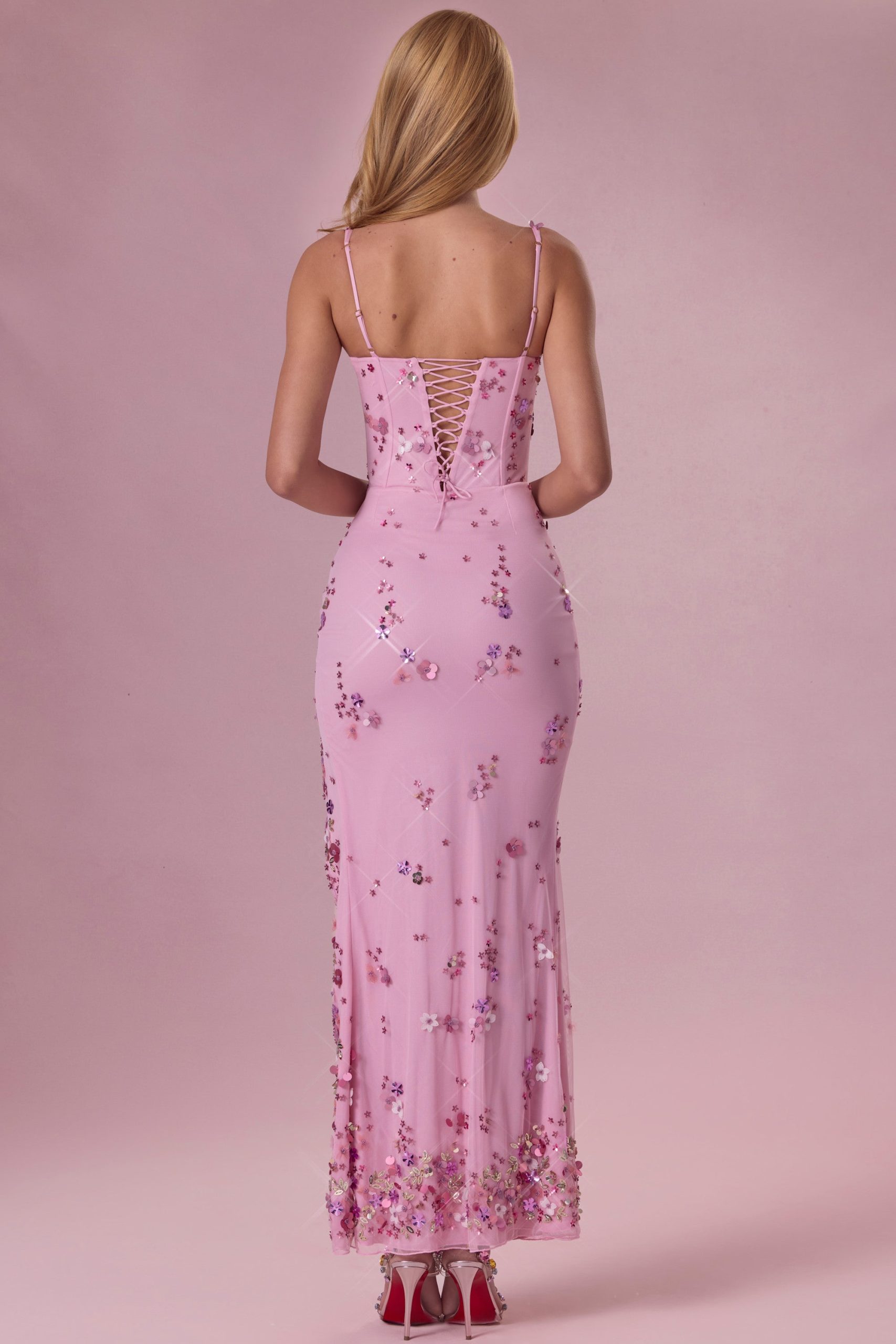 Embellished Corset Maxi Dress in Candyfloss Pink - Image 2