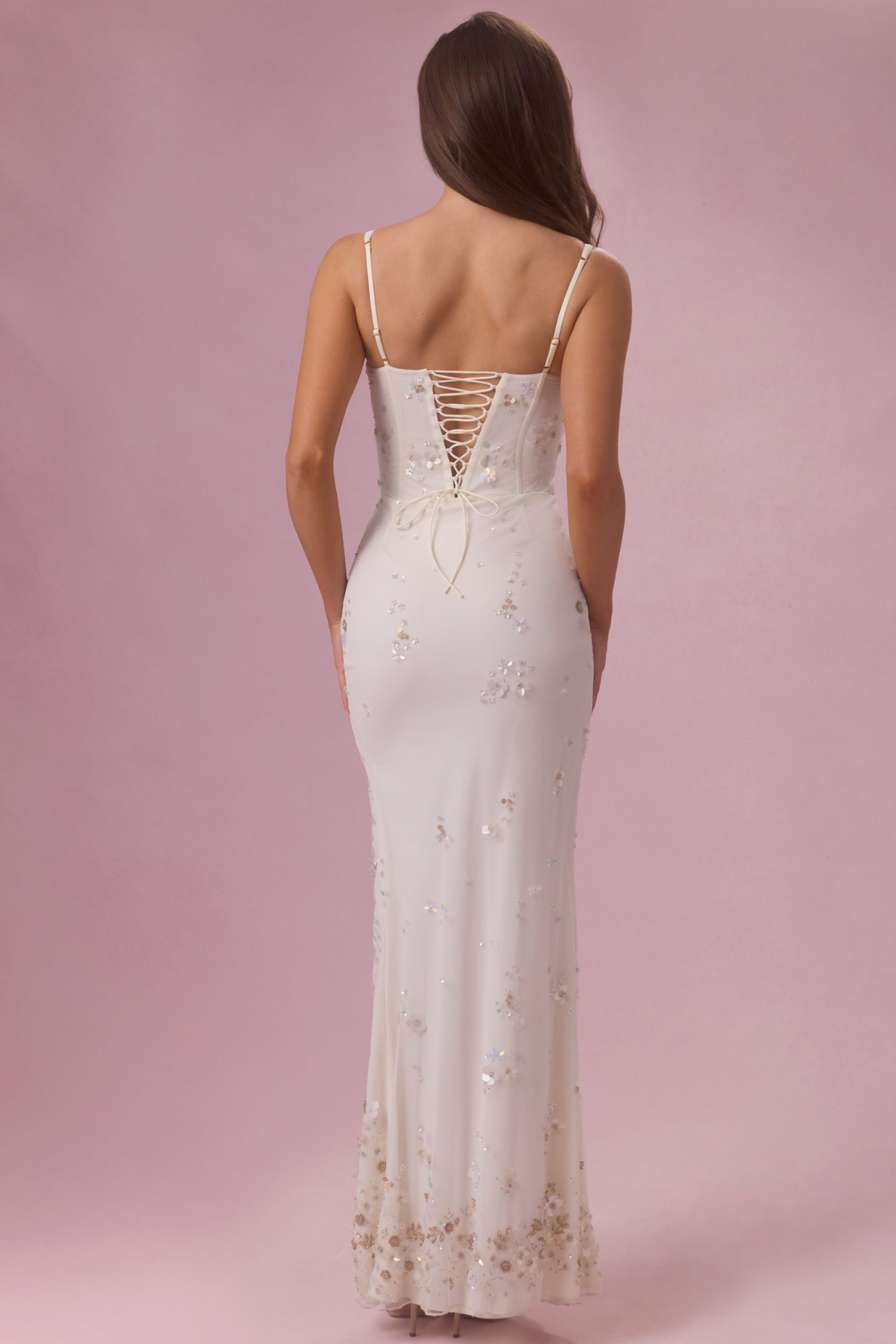 Embellished Corset Maxi Dress in Ivory - Image 2