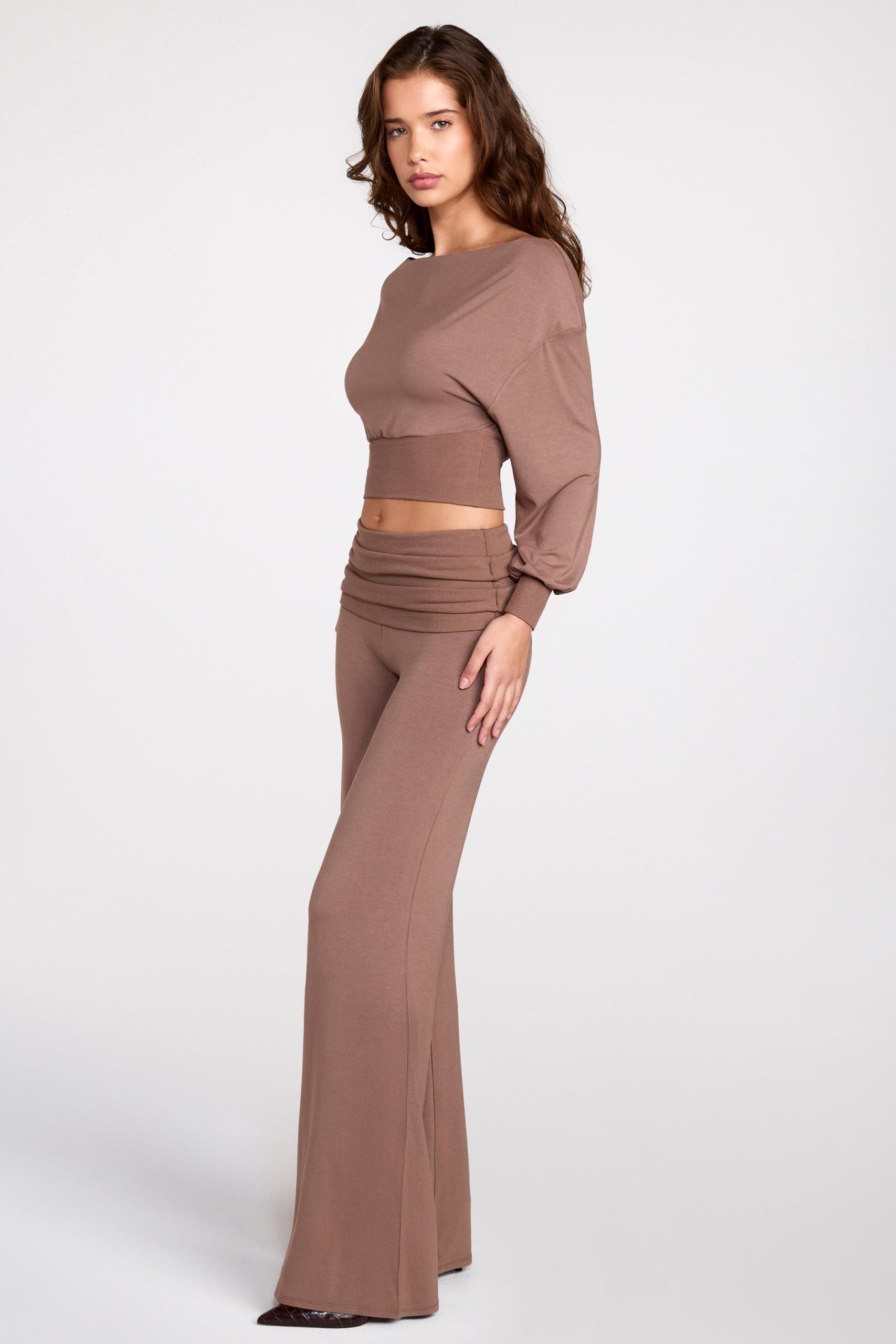 Modal Low-Rise Straight-Leg Trousers in Mocha - Image 7
