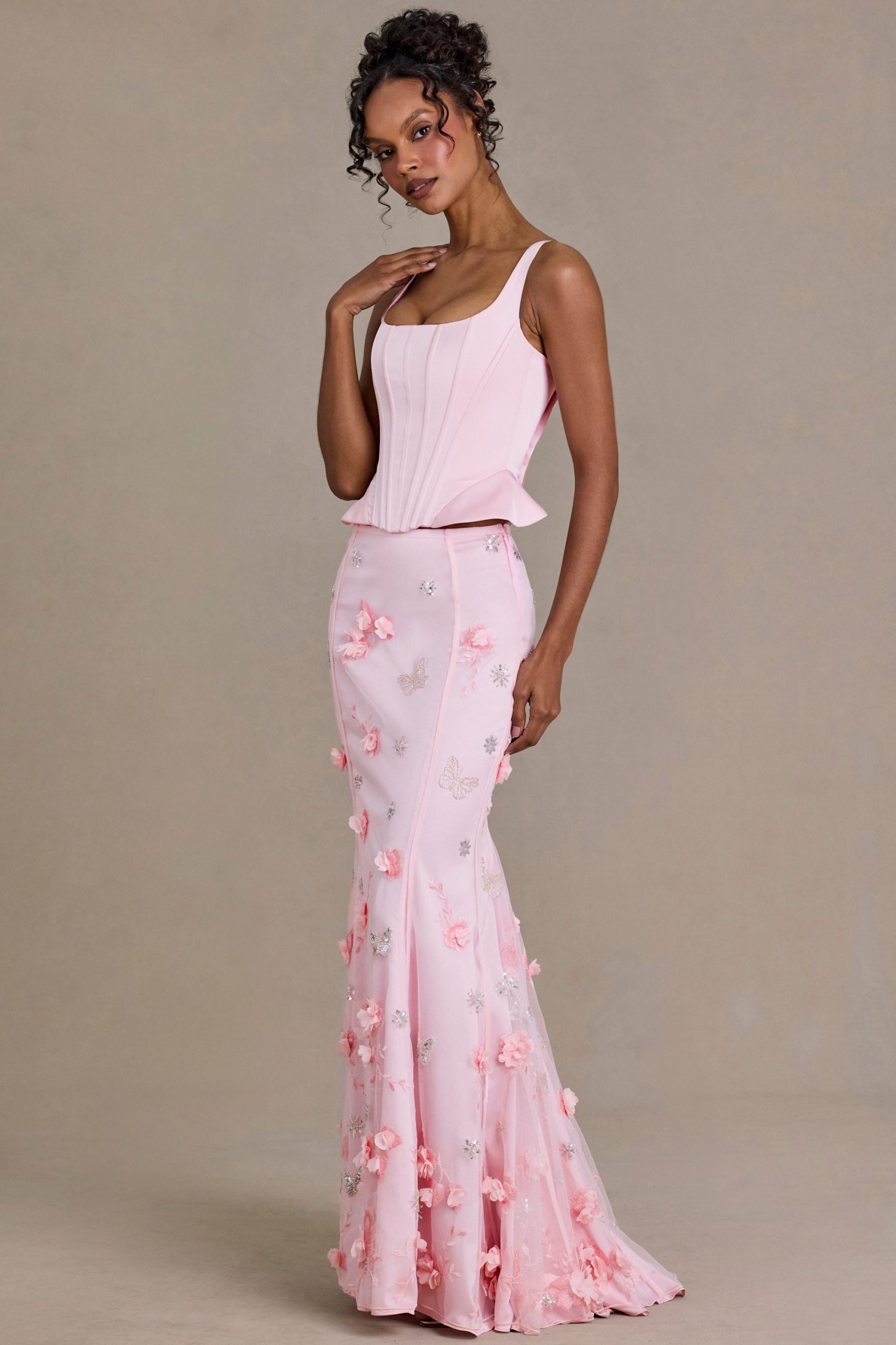 Premium Embellished Tulle Skirt in Baby Pink - Image 8