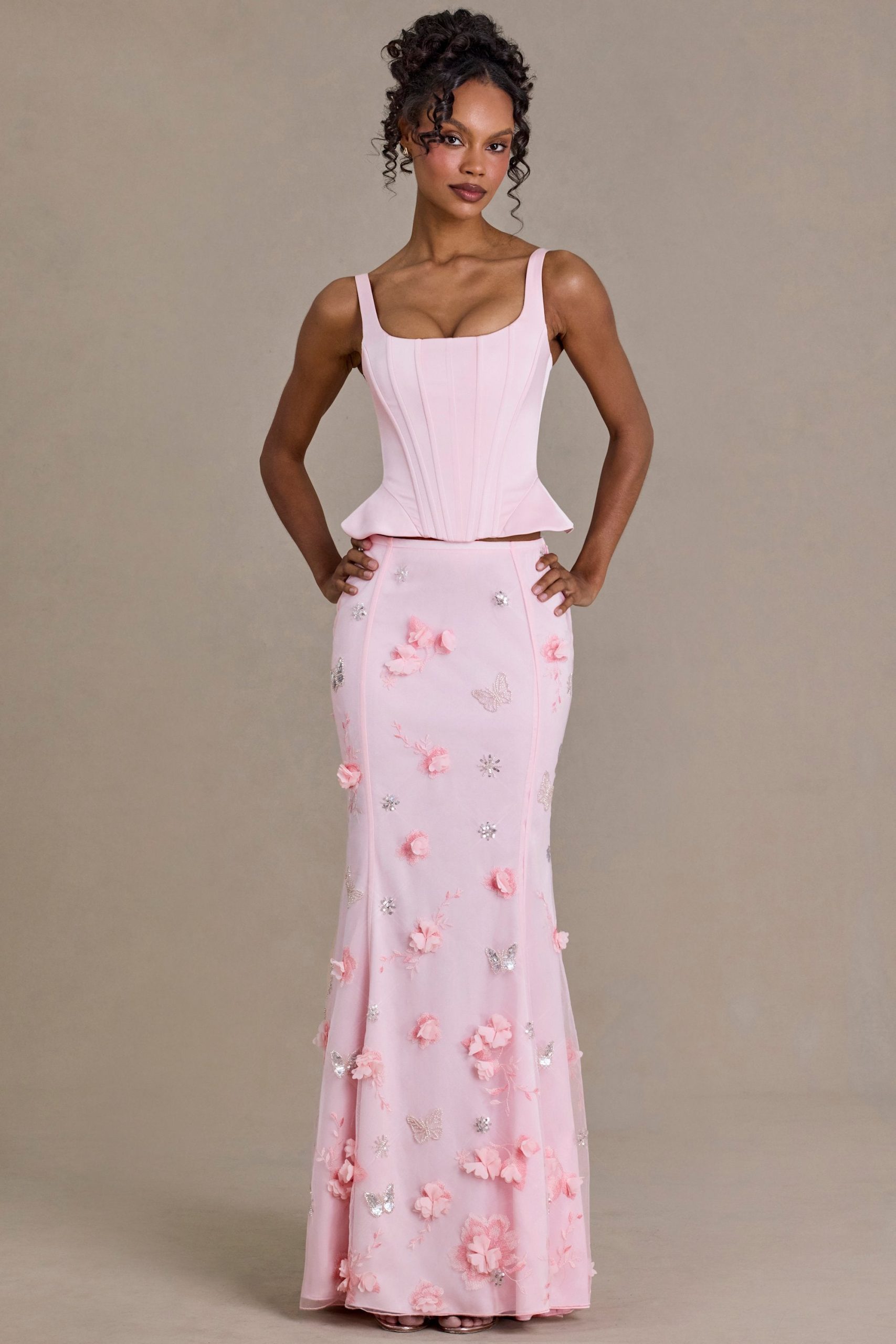 Premium Satin Lace-Up Corset Top in Baby Pink - Image 6