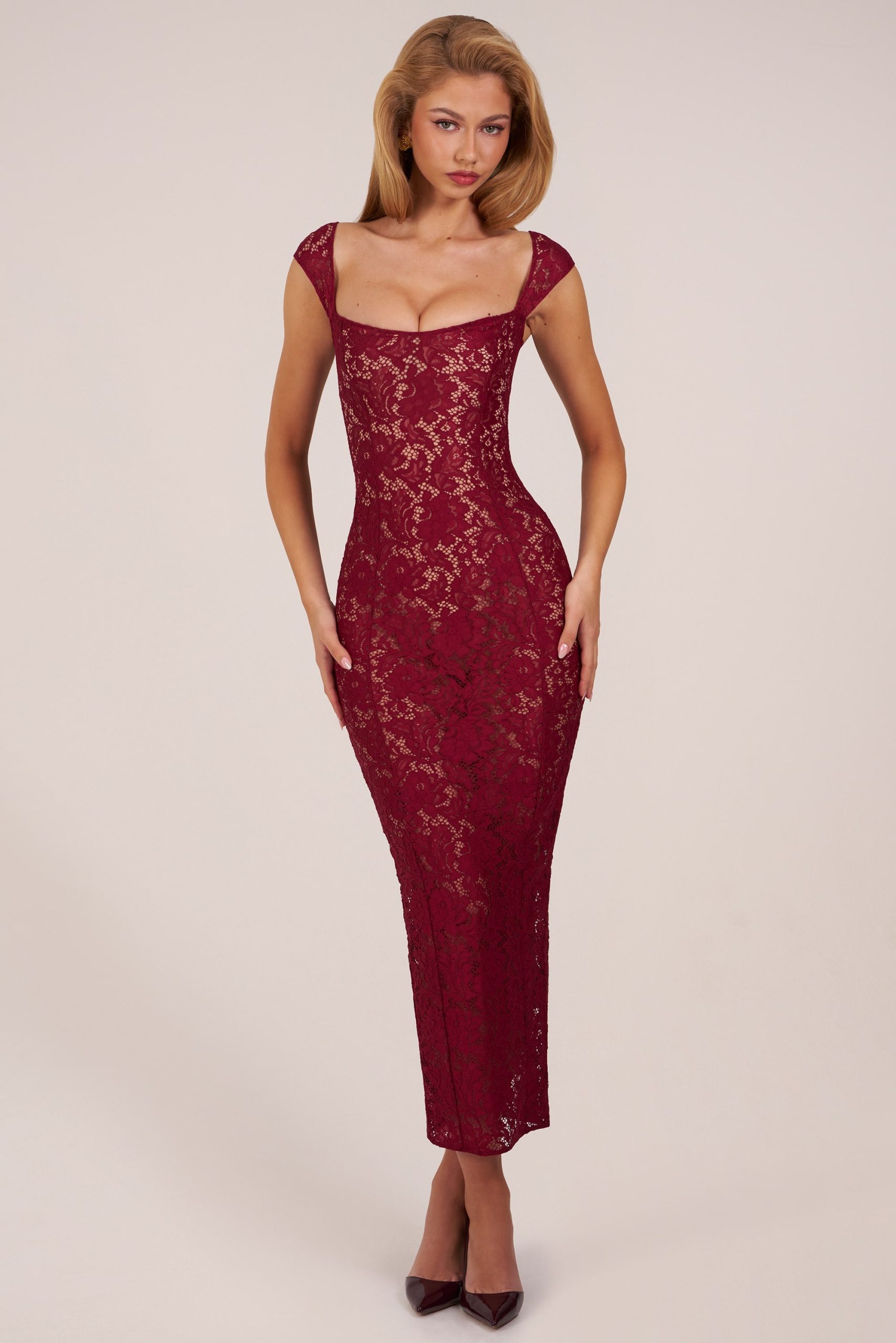 Sweetheart-Neck Maxi Dress in Cherry Red - Image 7