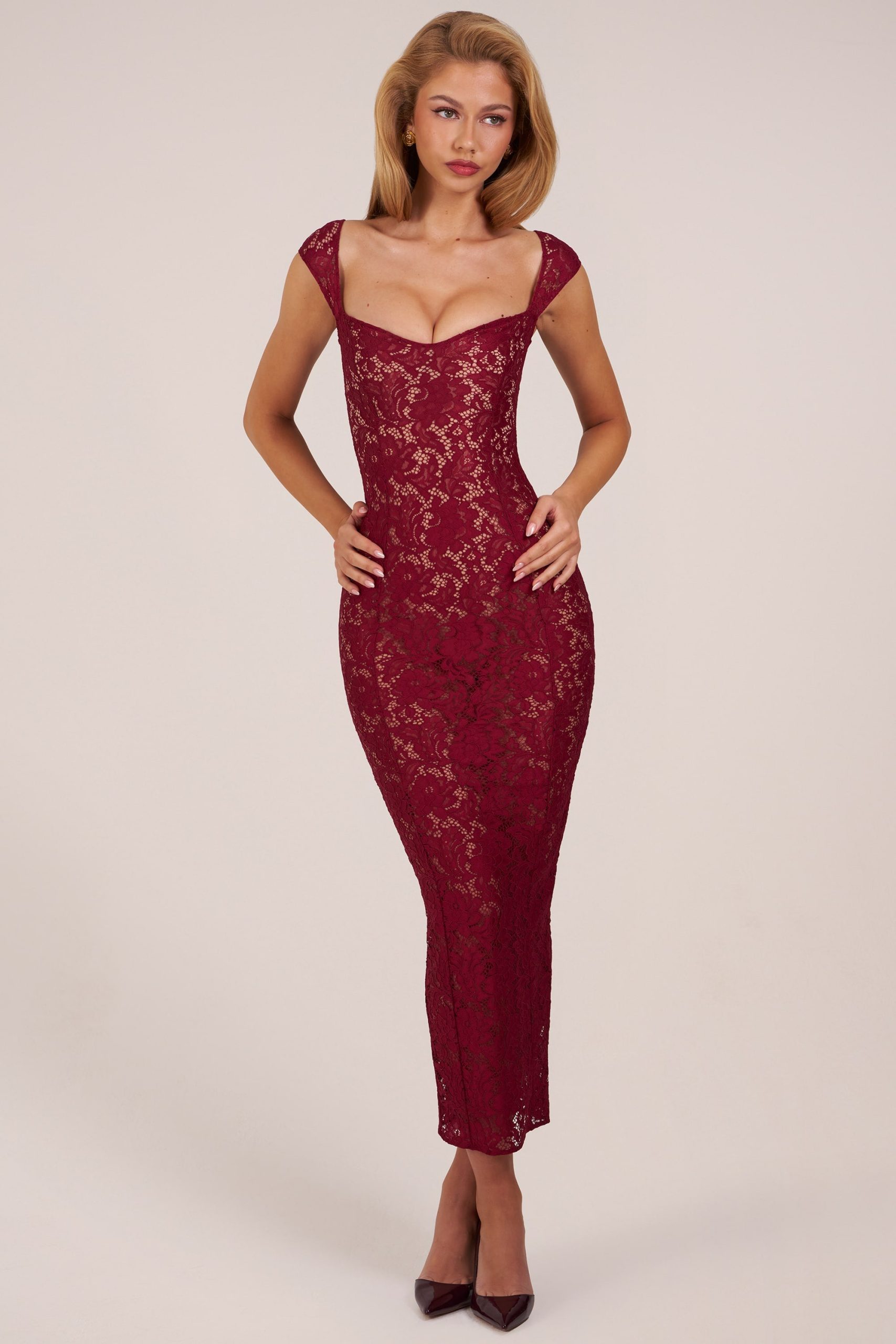 Sweetheart-Neck Maxi Dress in Cherry Red - Image 8