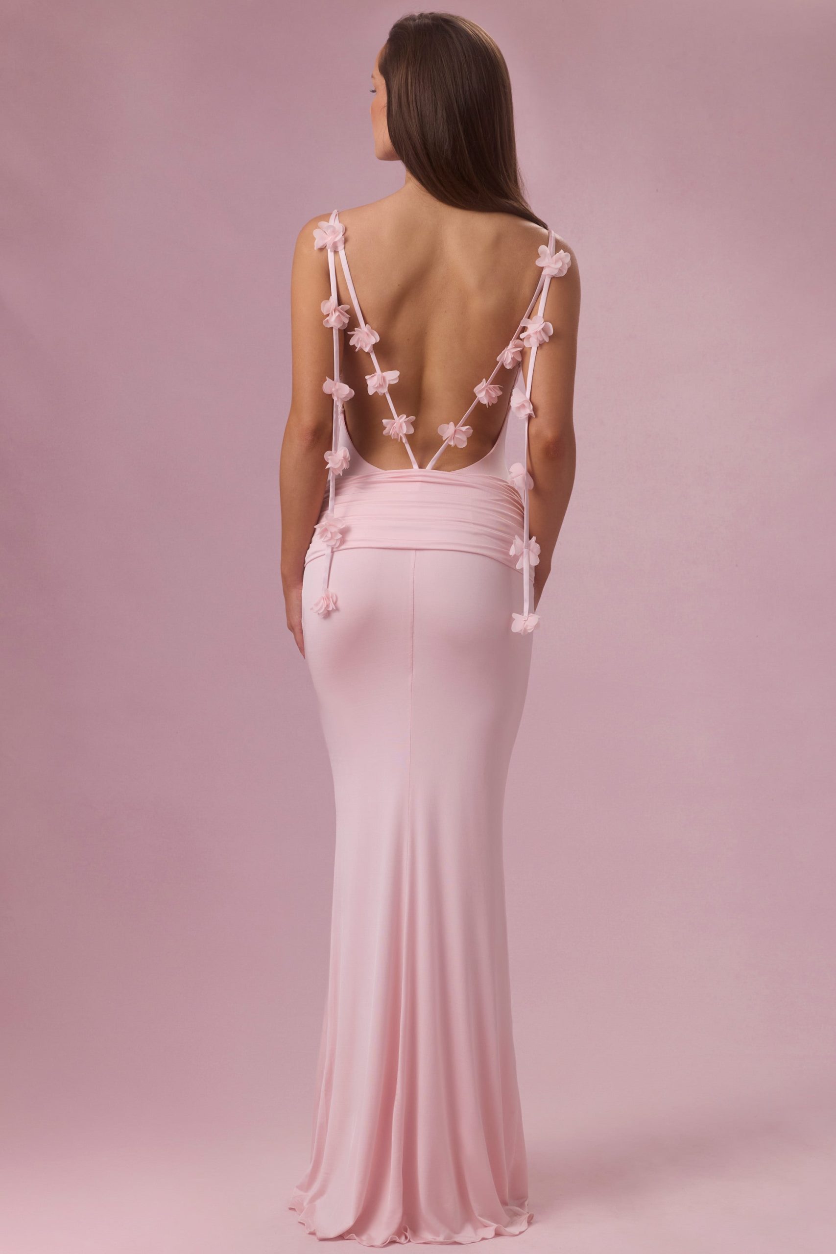 Premium Jersey Draped Gown in Baby Pink - Image 6