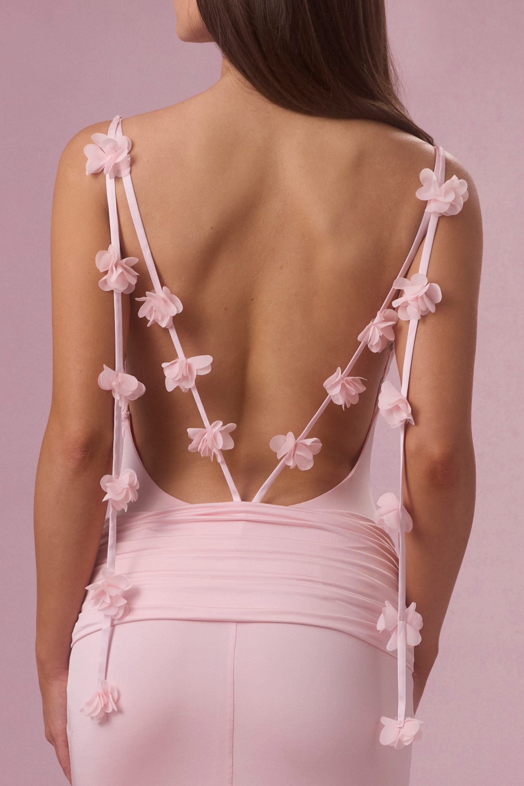 Premium Jersey Draped Gown in Baby Pink - Image 4