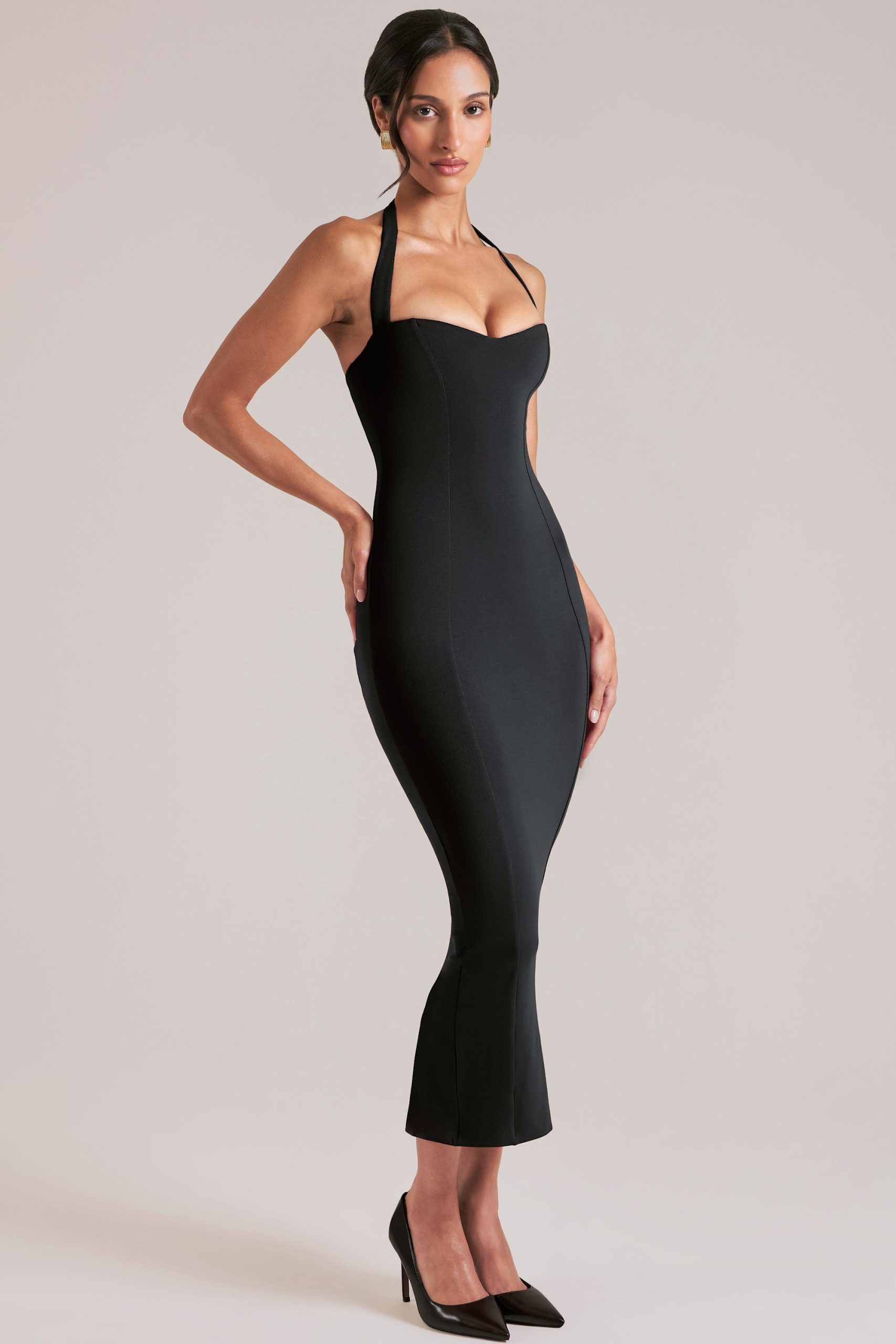 Halterneck Midaxi Dress in Black - Image 7