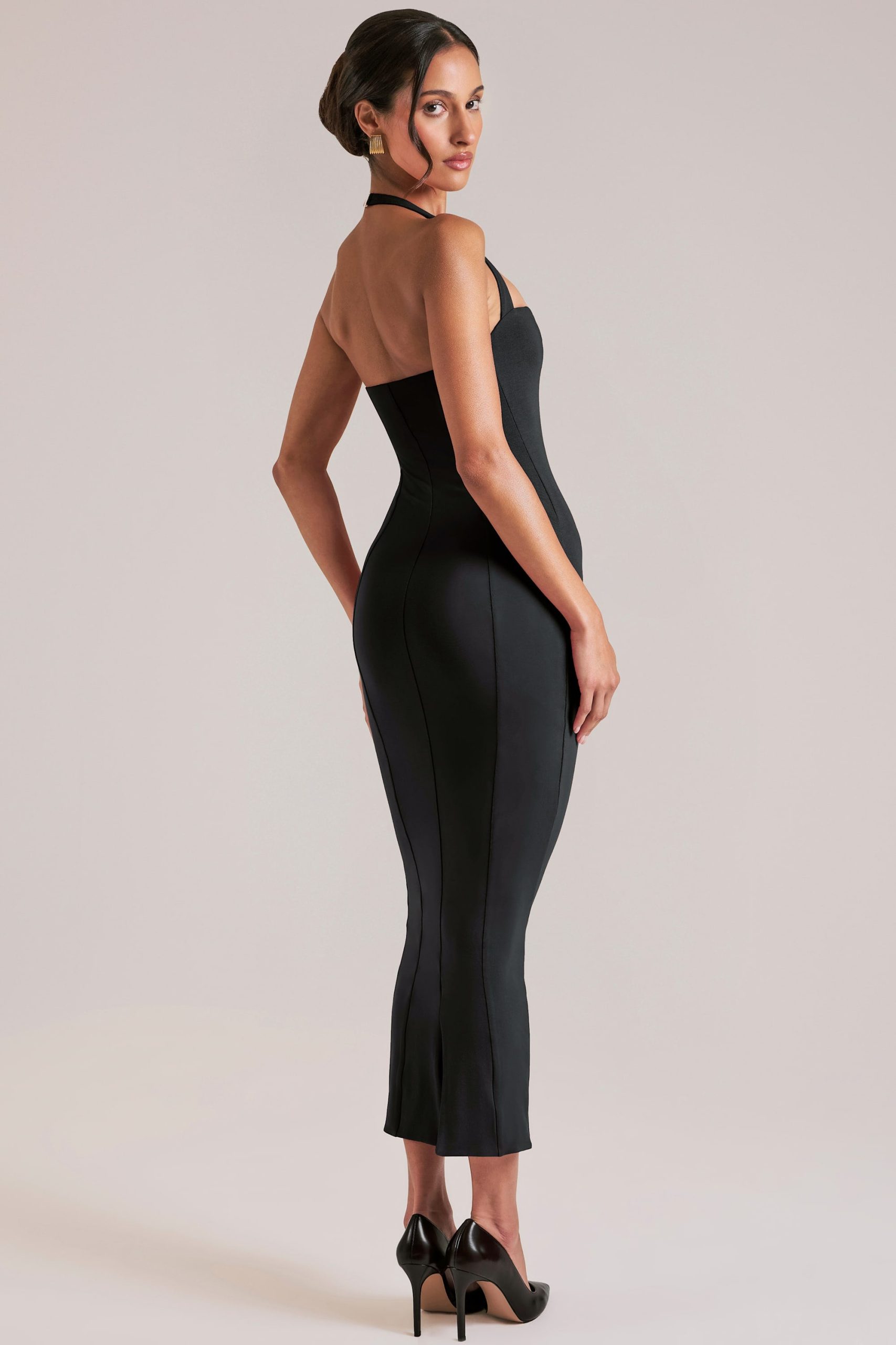 Halterneck Midaxi Dress in Black - Image 8