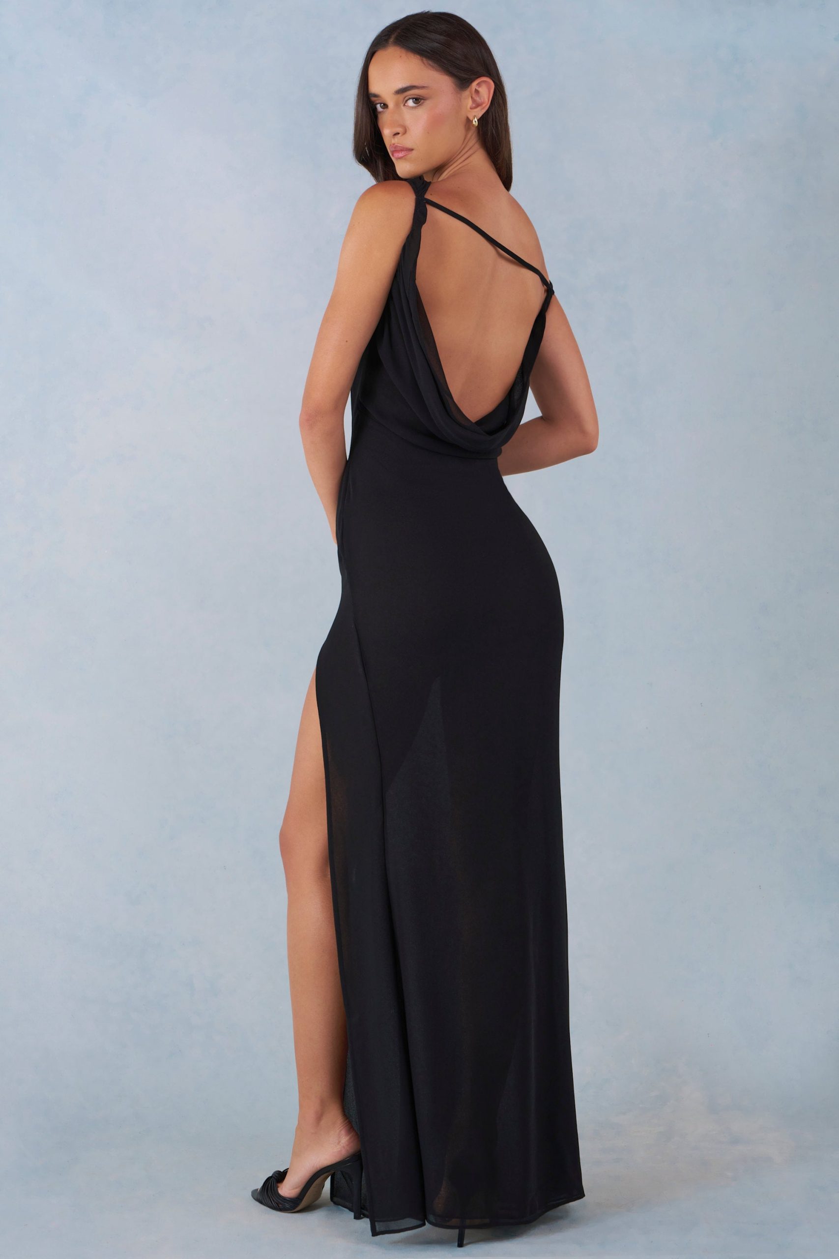 One-Shoulder Maxi Dress in Black - Image 5