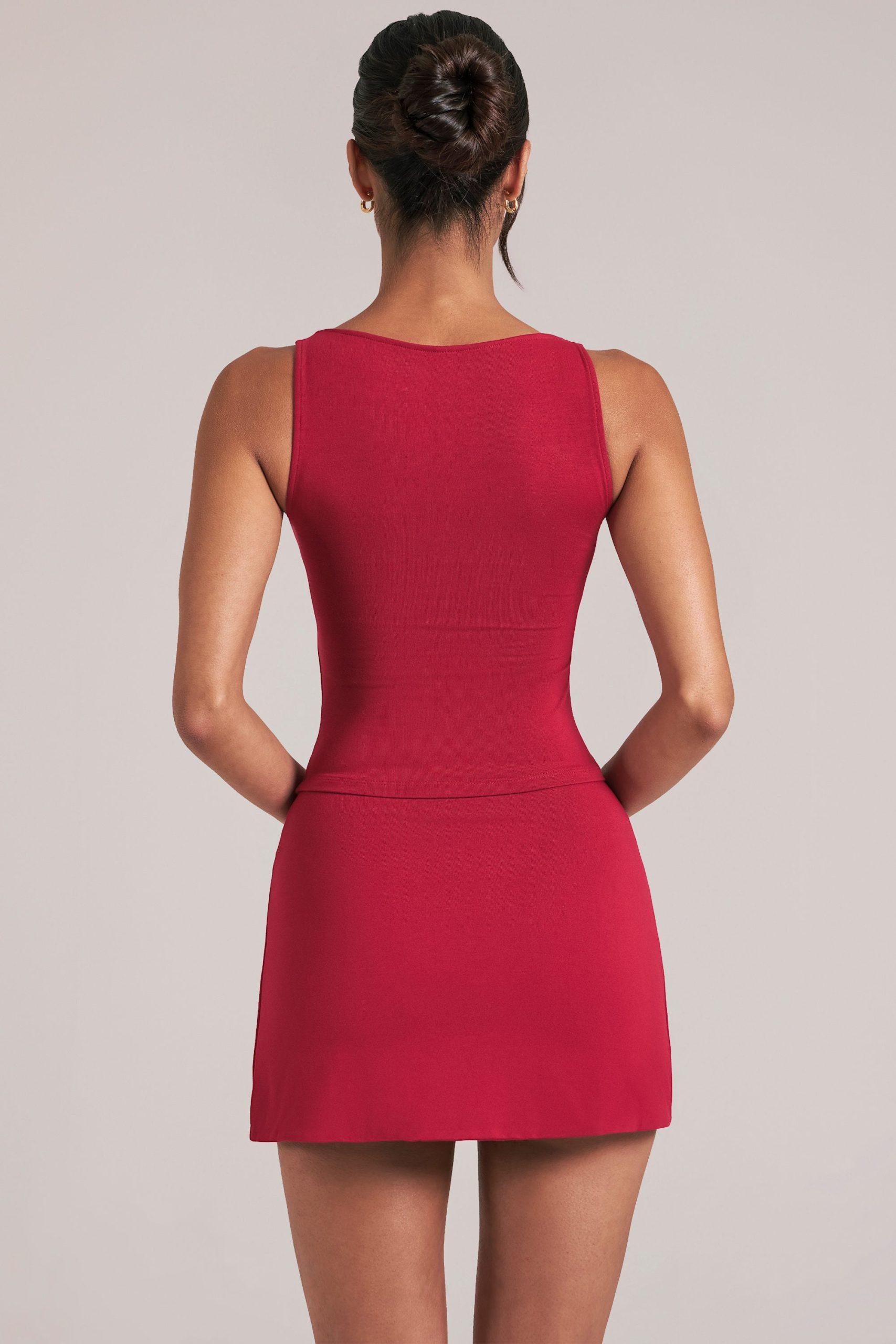 Square-Neck Top in Cherry Red - Image 2