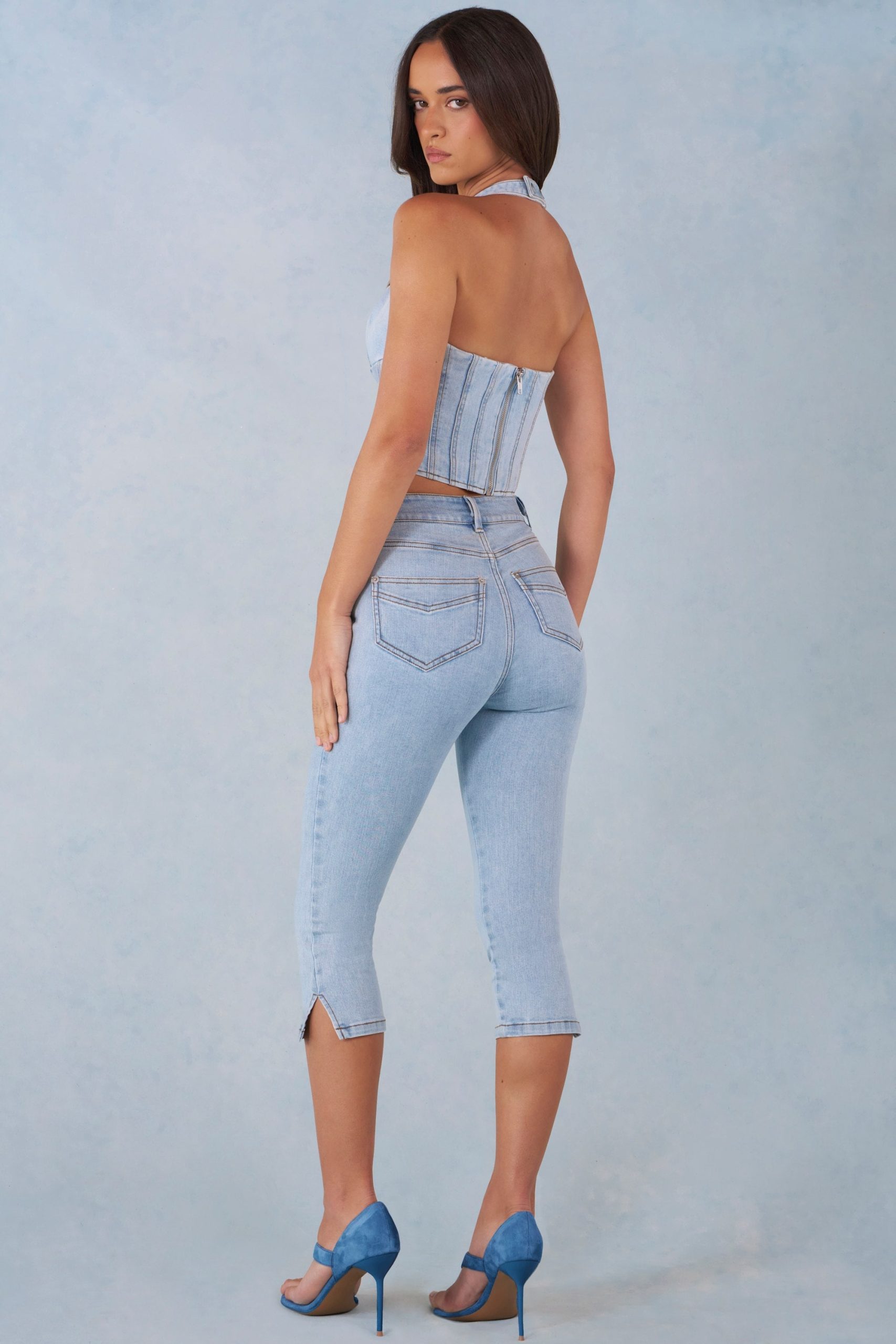 Mid-Rise Denim Capri Jeans in Light Denim - Image 2