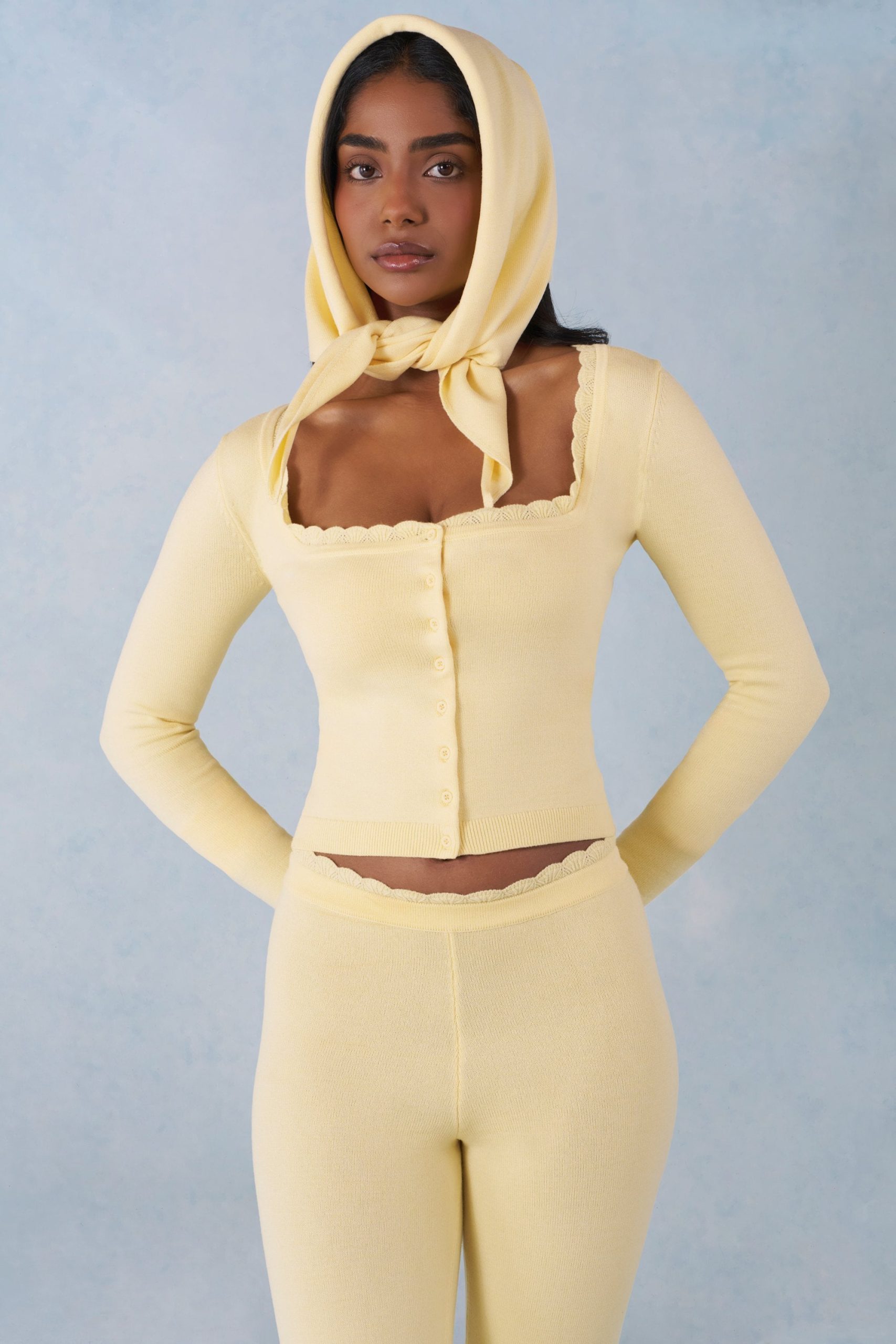 Knit Long-Sleeve Cardigan in Butter Yellow - Image 5