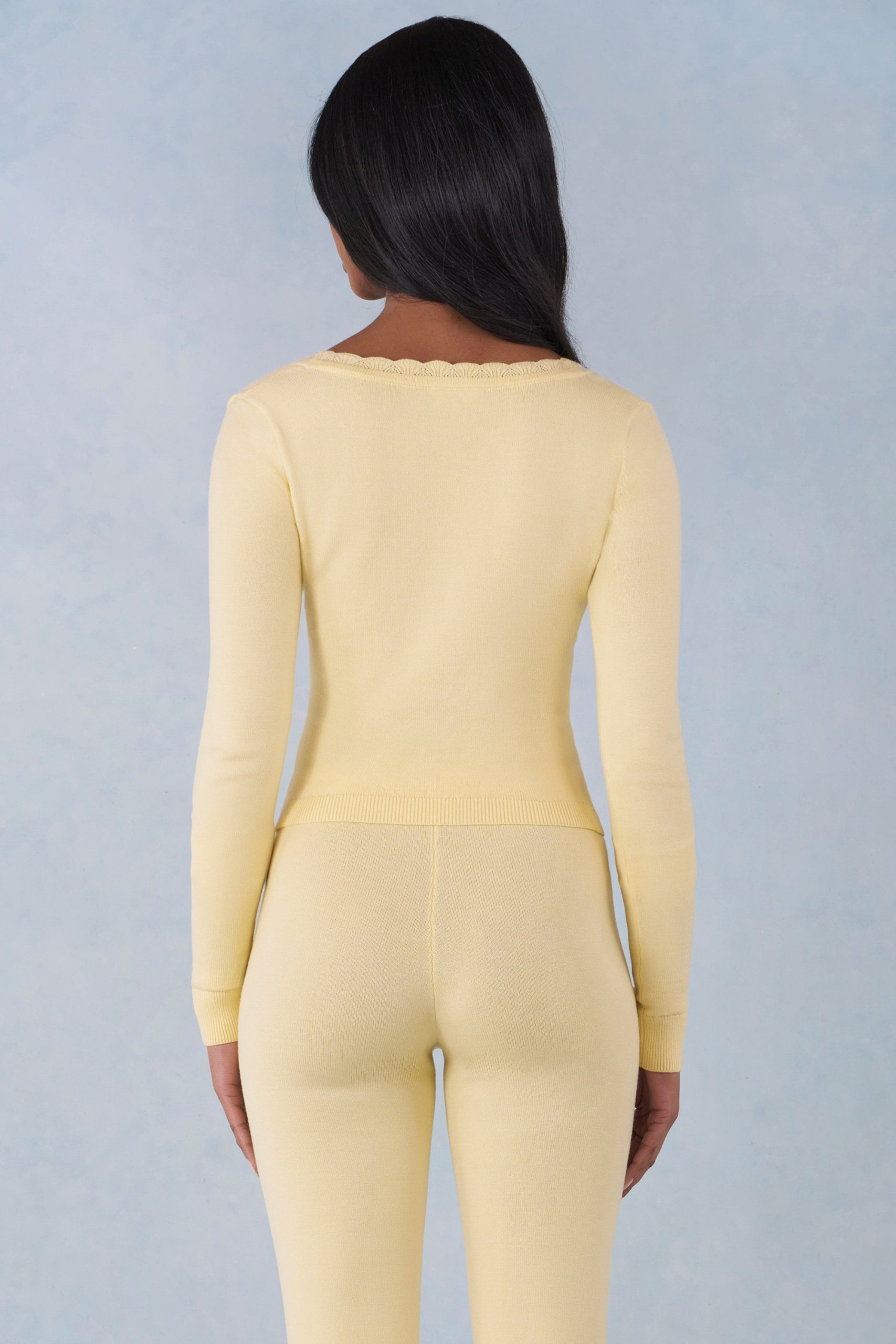Knit Long-Sleeve Cardigan in Butter Yellow - Image 3