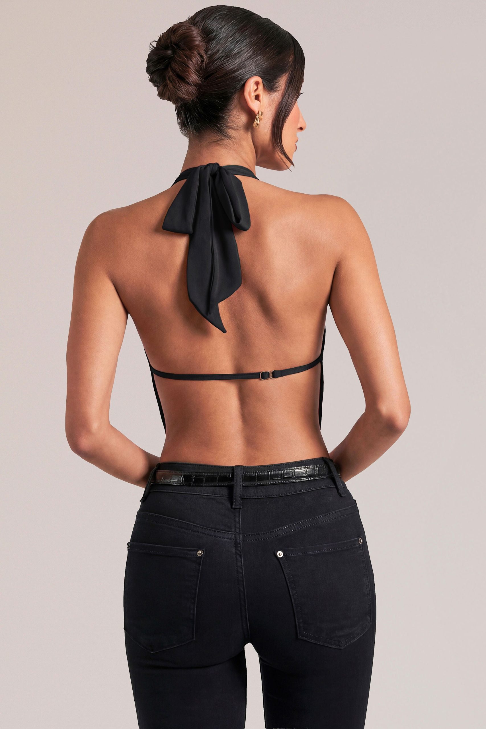 Draped Cowl Top in Black - Image 2