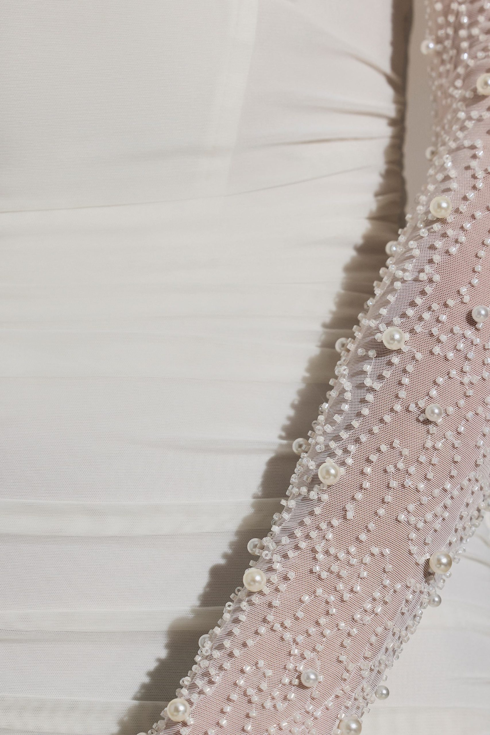 Embellished Long-Sleeve Mini Dress in White - Image 4