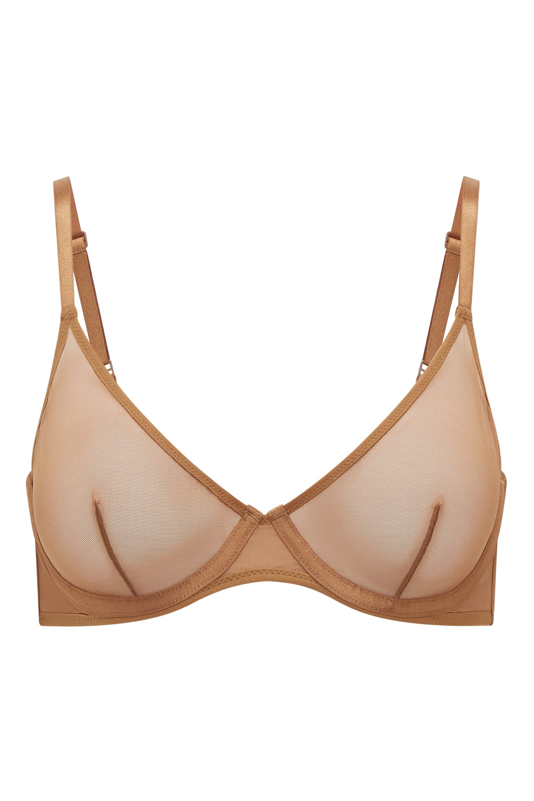 Soft Mesh Single Layer Underwired Bra in Almond - Image 2