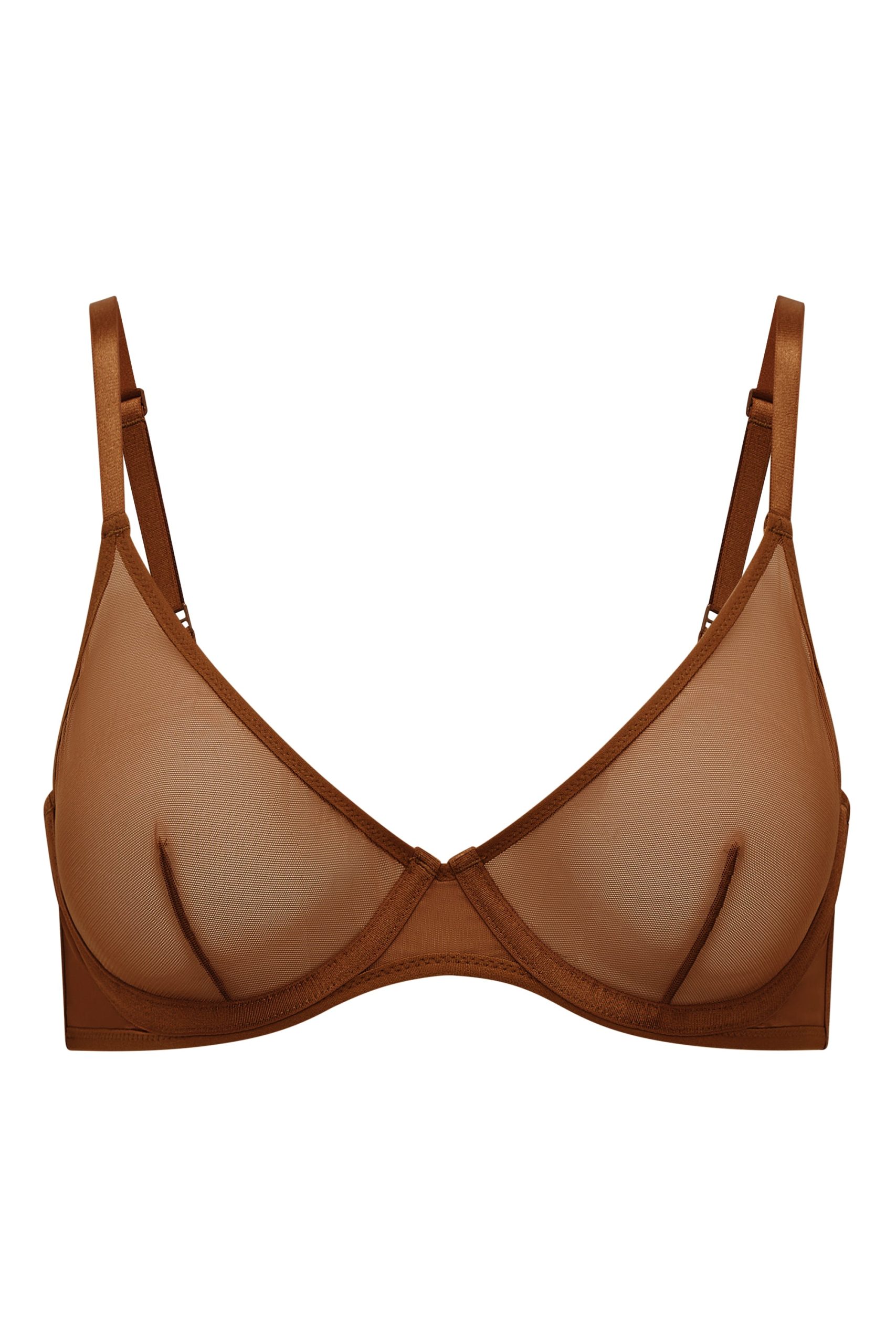 Soft Mesh Single Layer Underwired Bra in Chestnut - Image 2