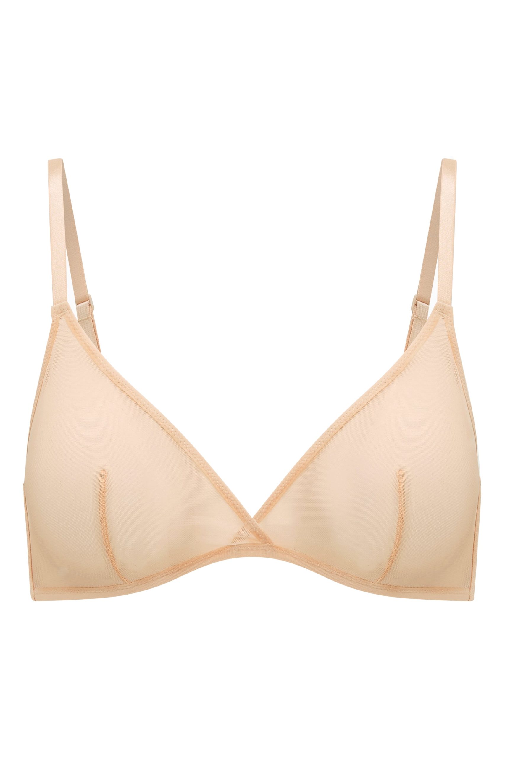 Soft Mesh Single Layer Triangle Bra in Beige - Image 2