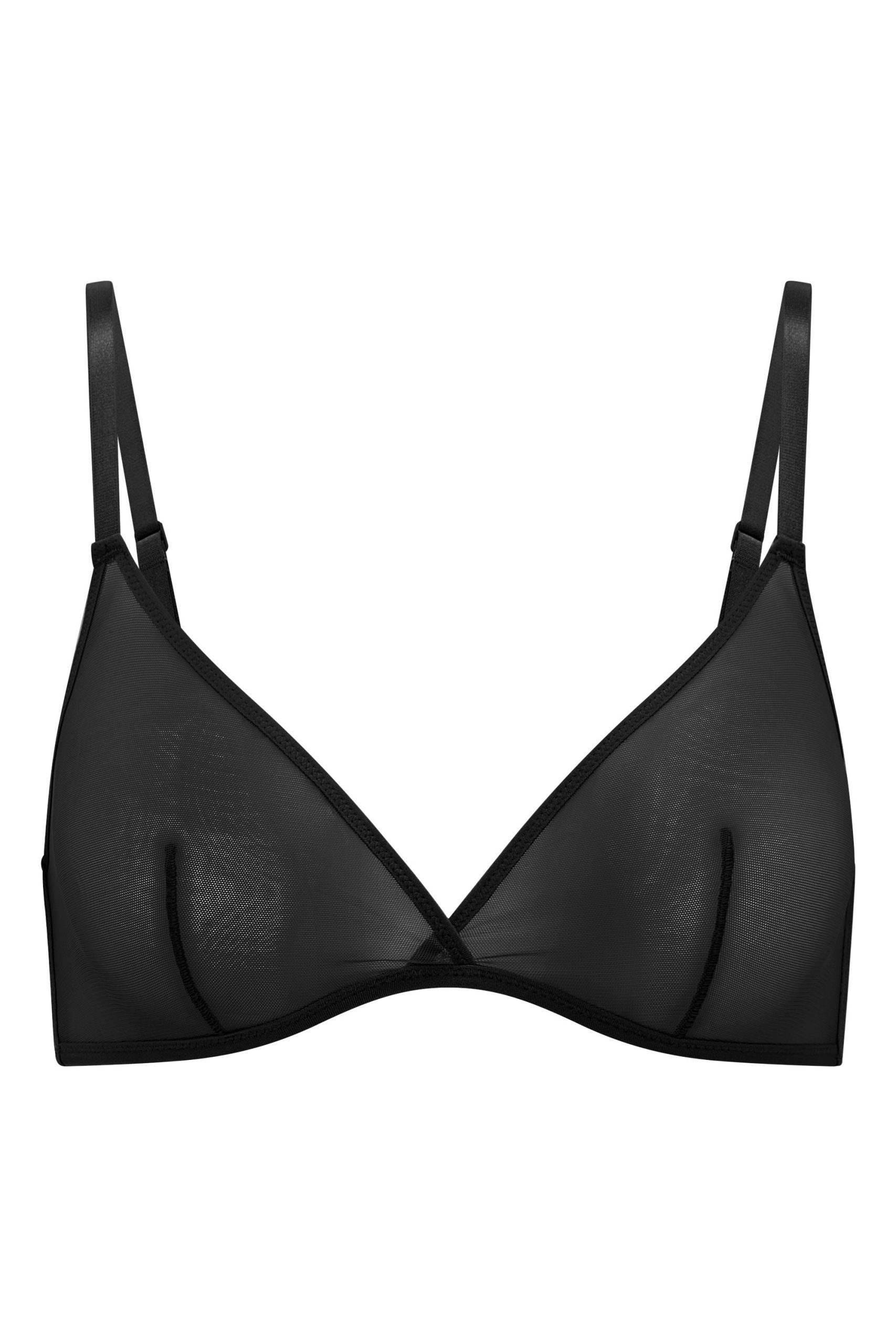 Soft Mesh Single Layer Triangle Bra in Black - Image 2
