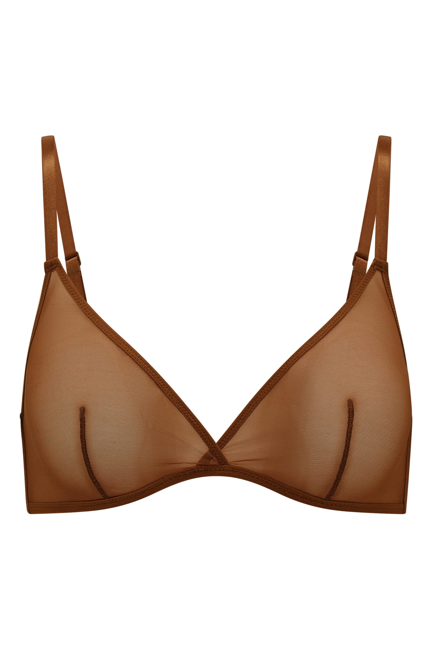 Soft Mesh Single Layer Triangle Bra in Chestnut - Image 2