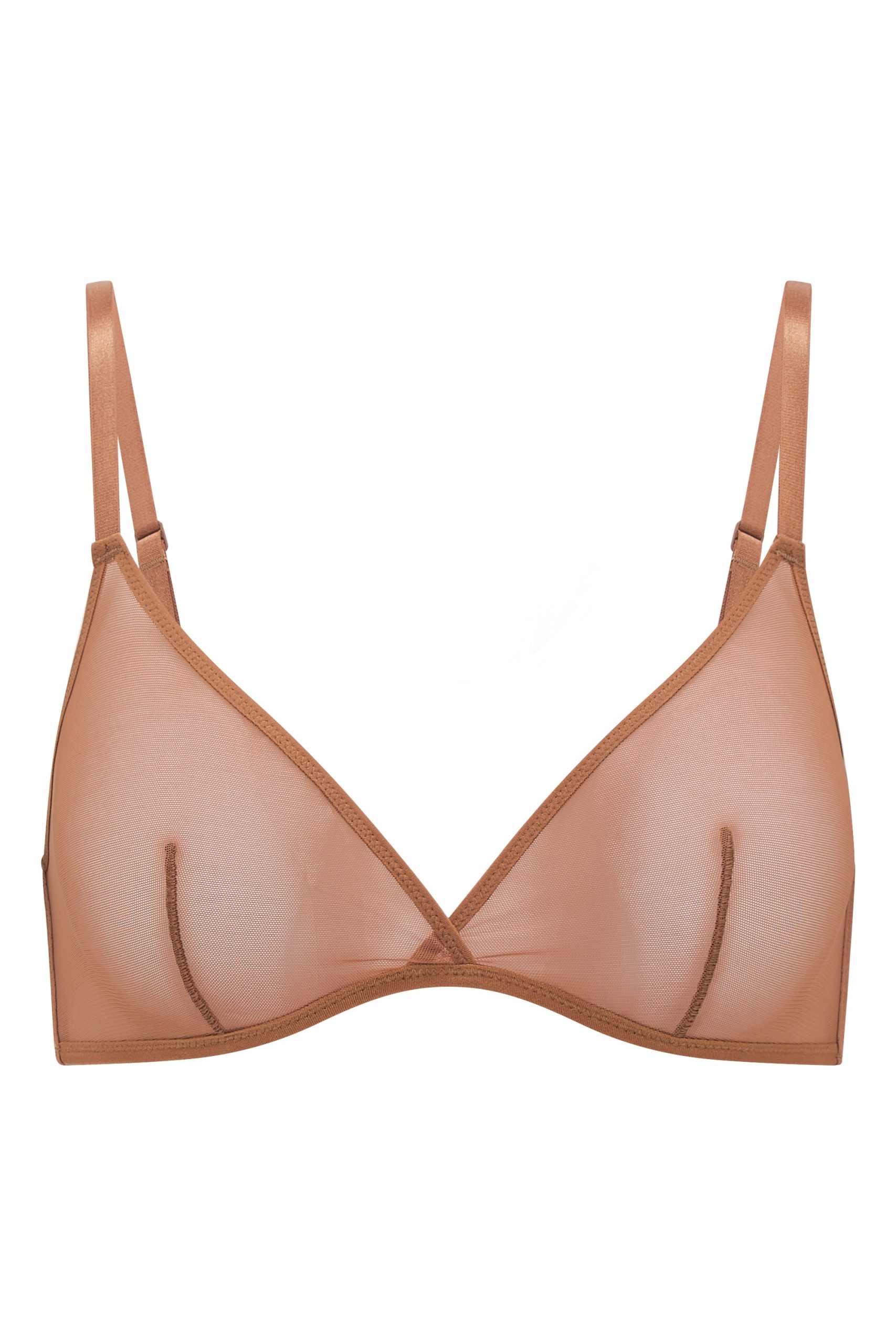 Soft Mesh Single Layer Triangle Bra in Honey - Image 2