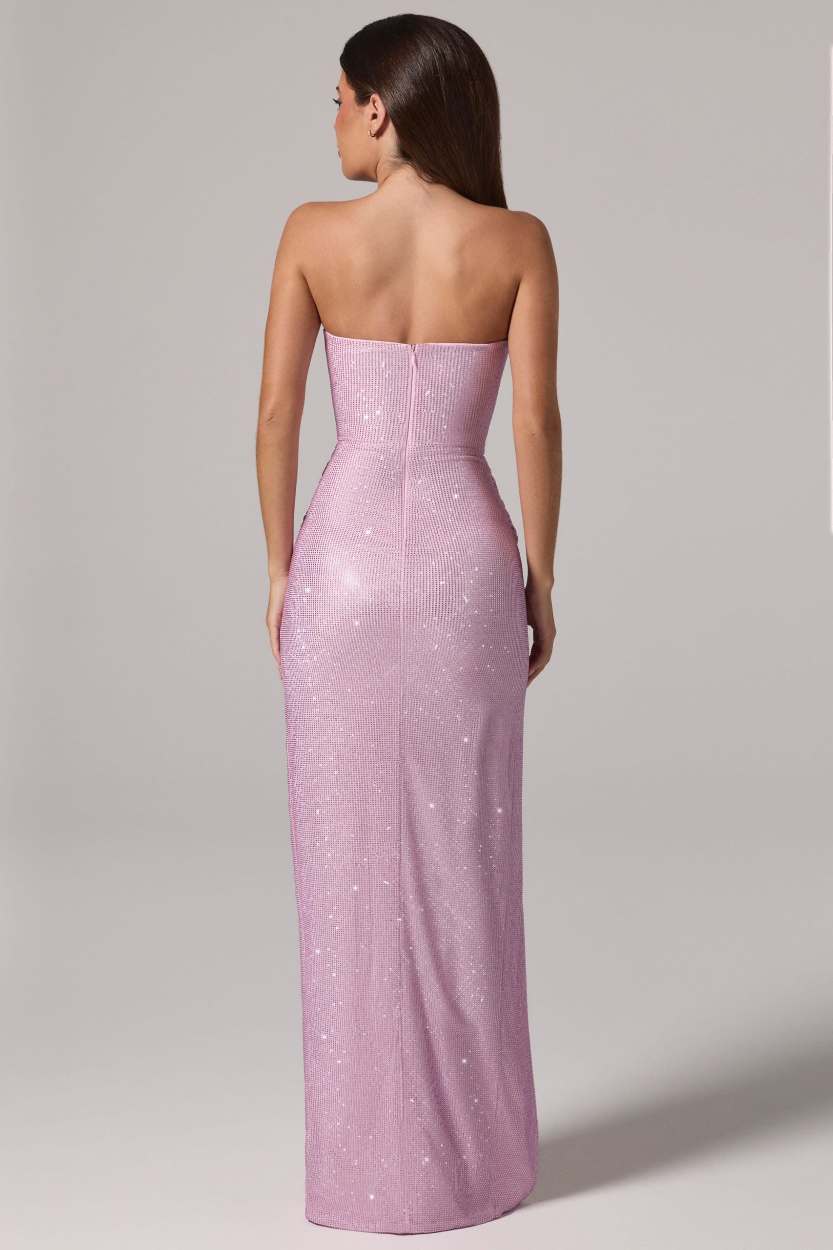 Embellished Bandeau Cowl-Waist Maxi Dress in Pink - Image 6