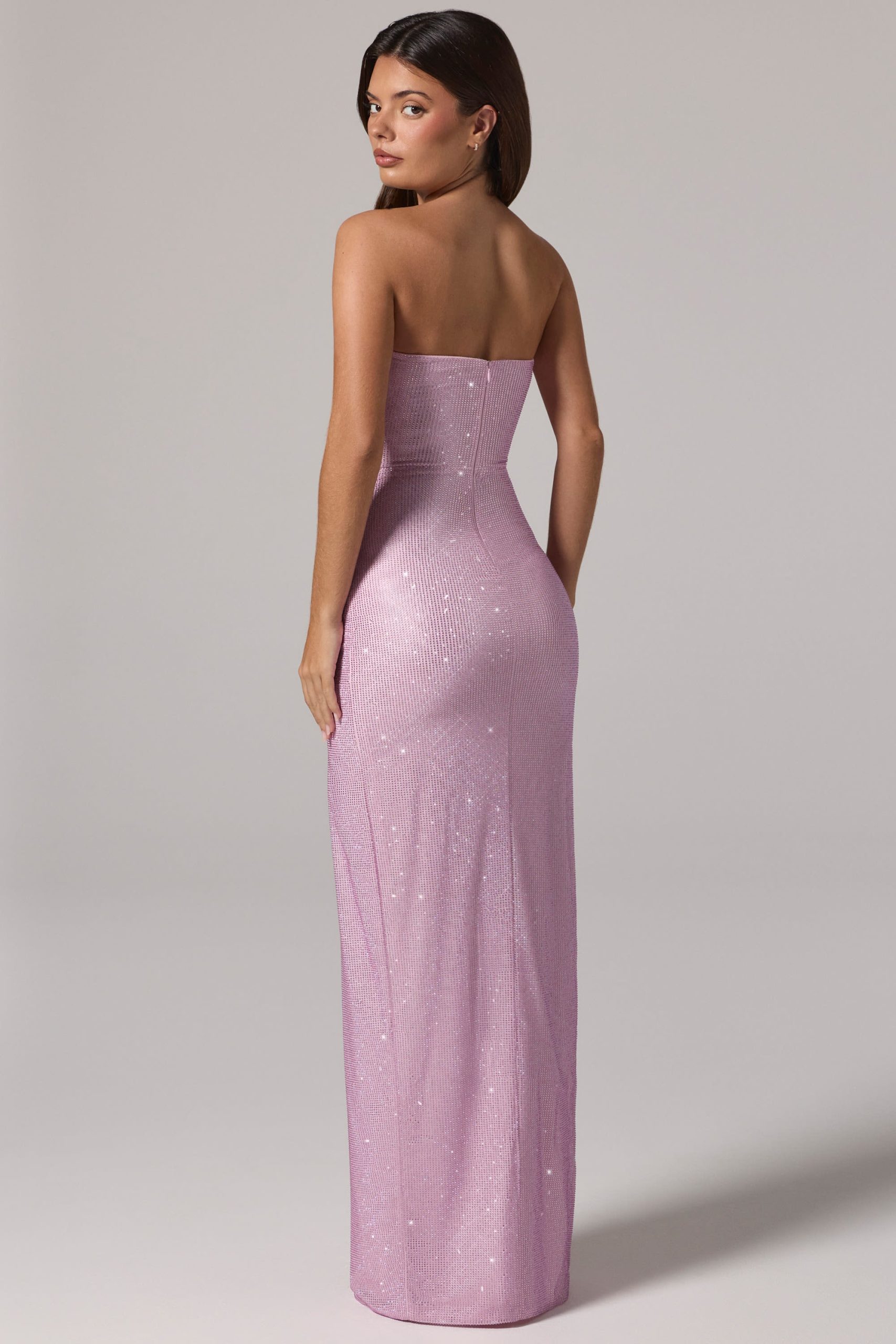 Embellished Bandeau Cowl-Waist Maxi Dress in Pink - Image 2