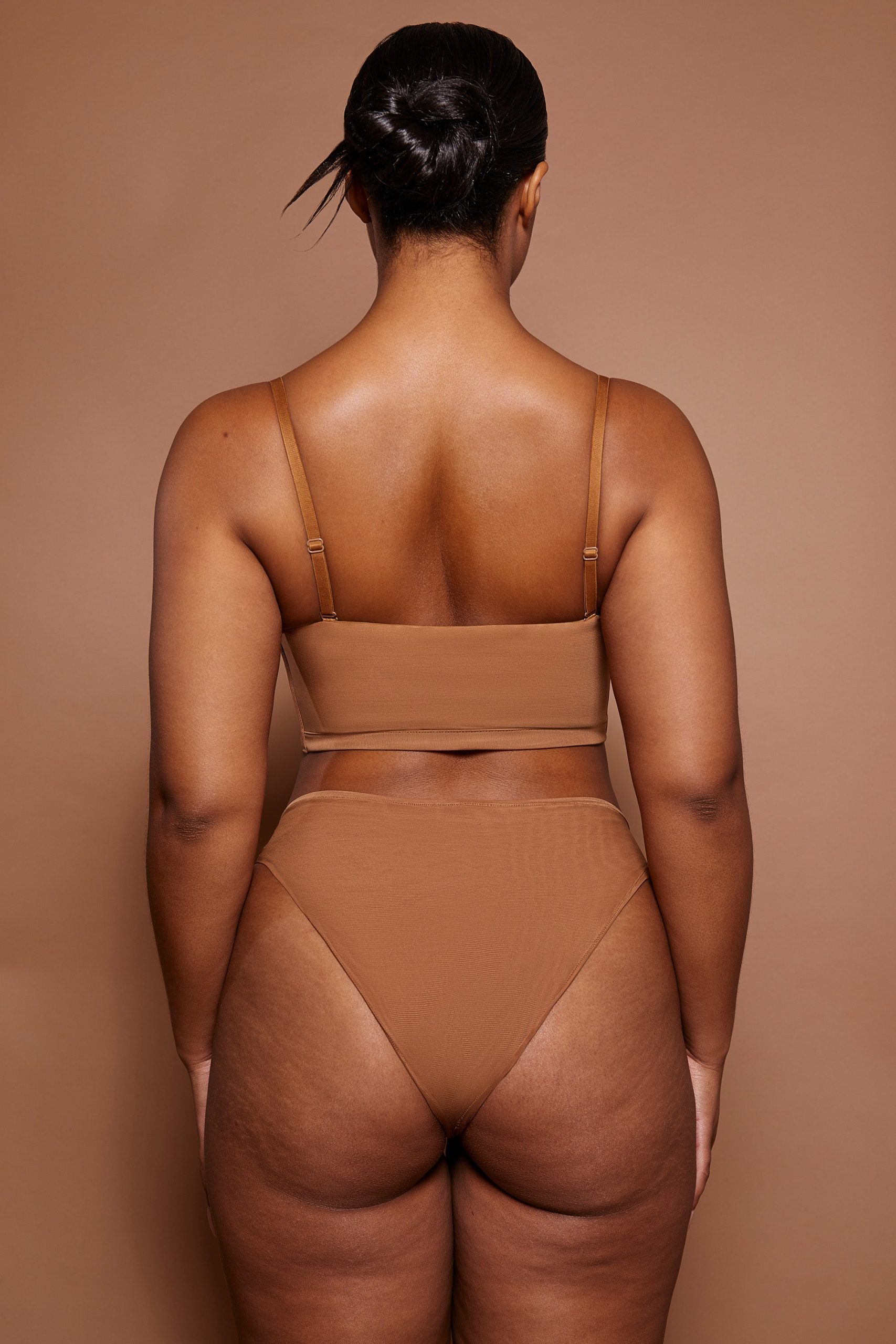 Soft Mesh Bandeau Bra in Almond - Image 3