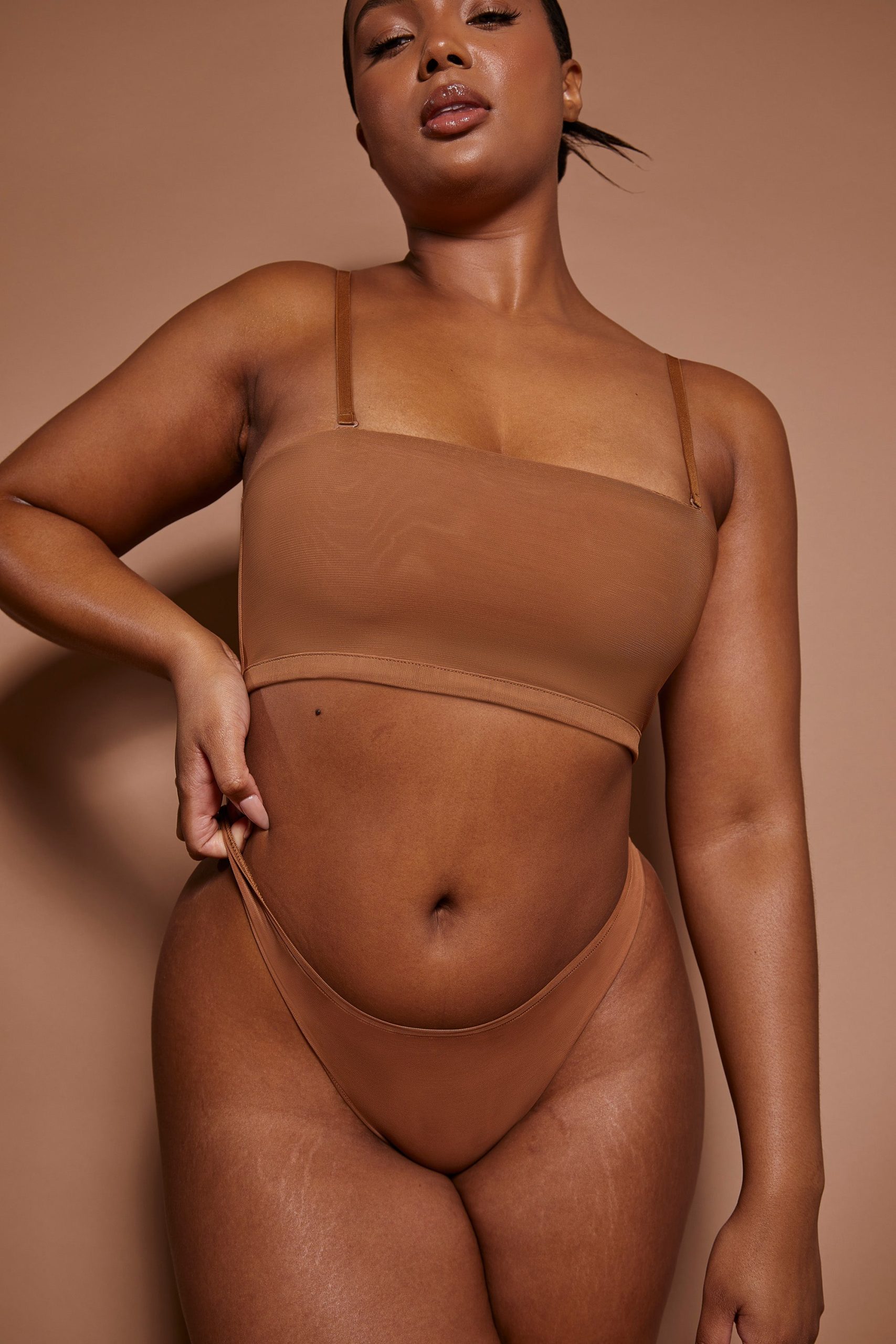 Soft Mesh Bandeau Bra in Almond - Image 5