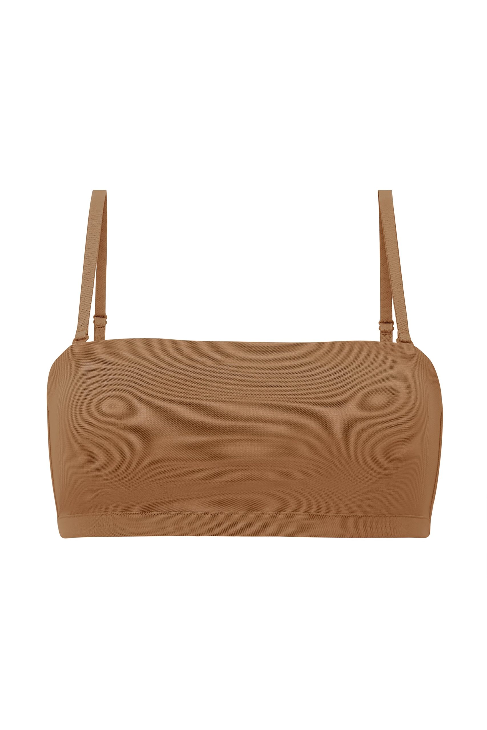 Soft Mesh Bandeau Bra in Almond - Image 2