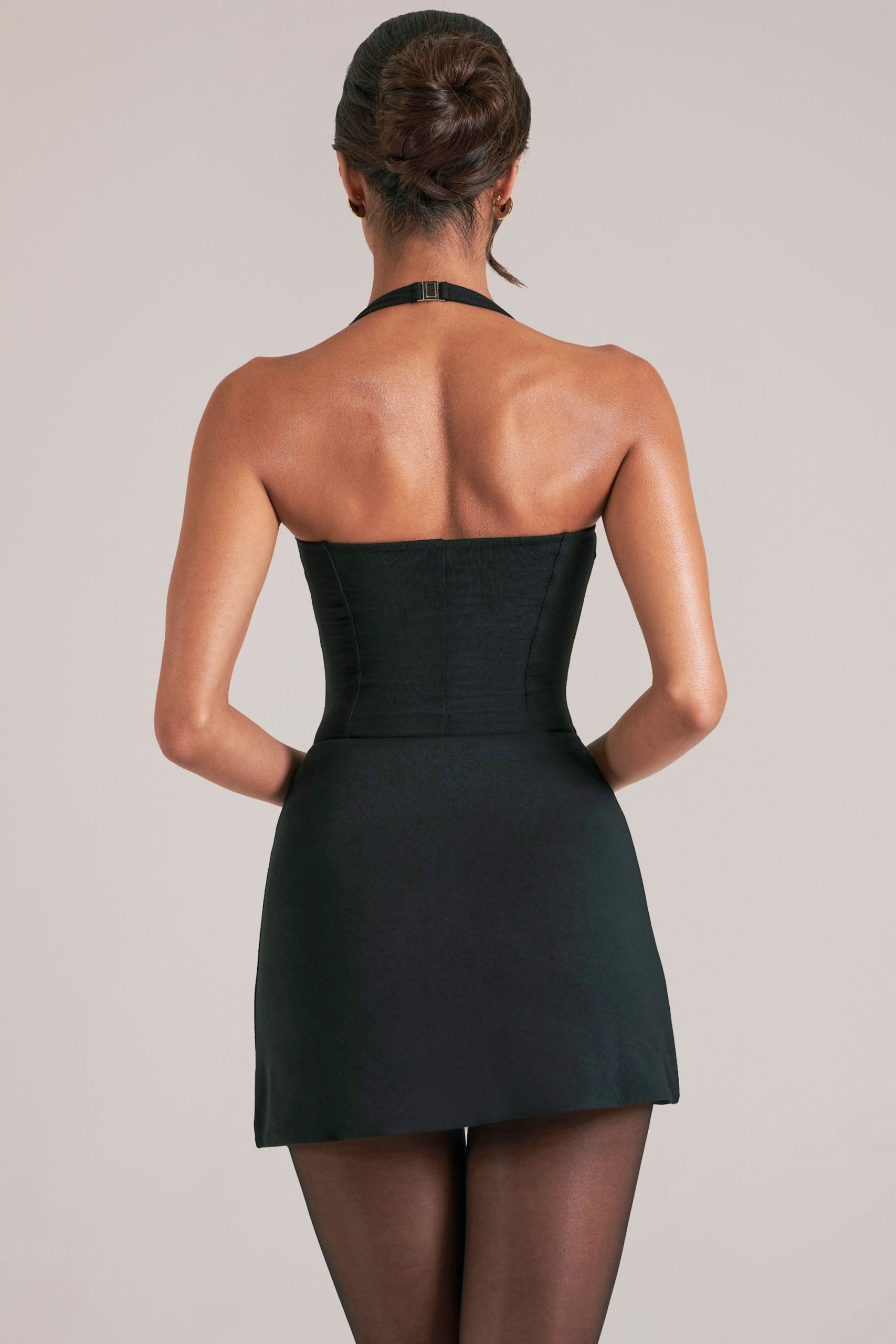 Mid Rise Bodycon Ultra Mini Skirt with Split in Black - Image 2